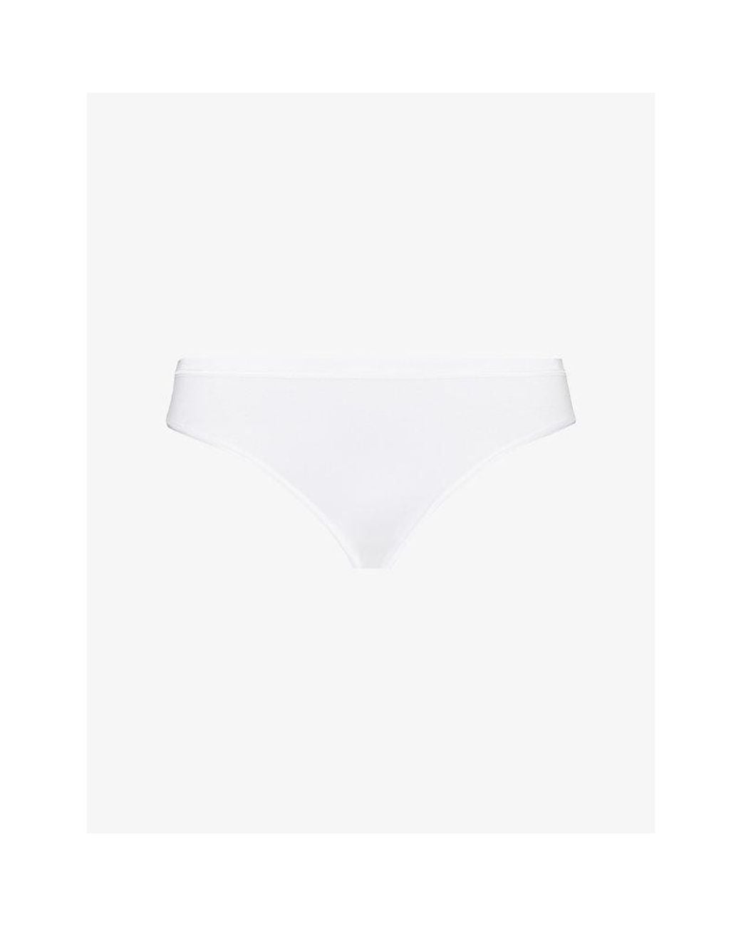 Hanro White Seamless Midi Stretch-Cotton Briefs