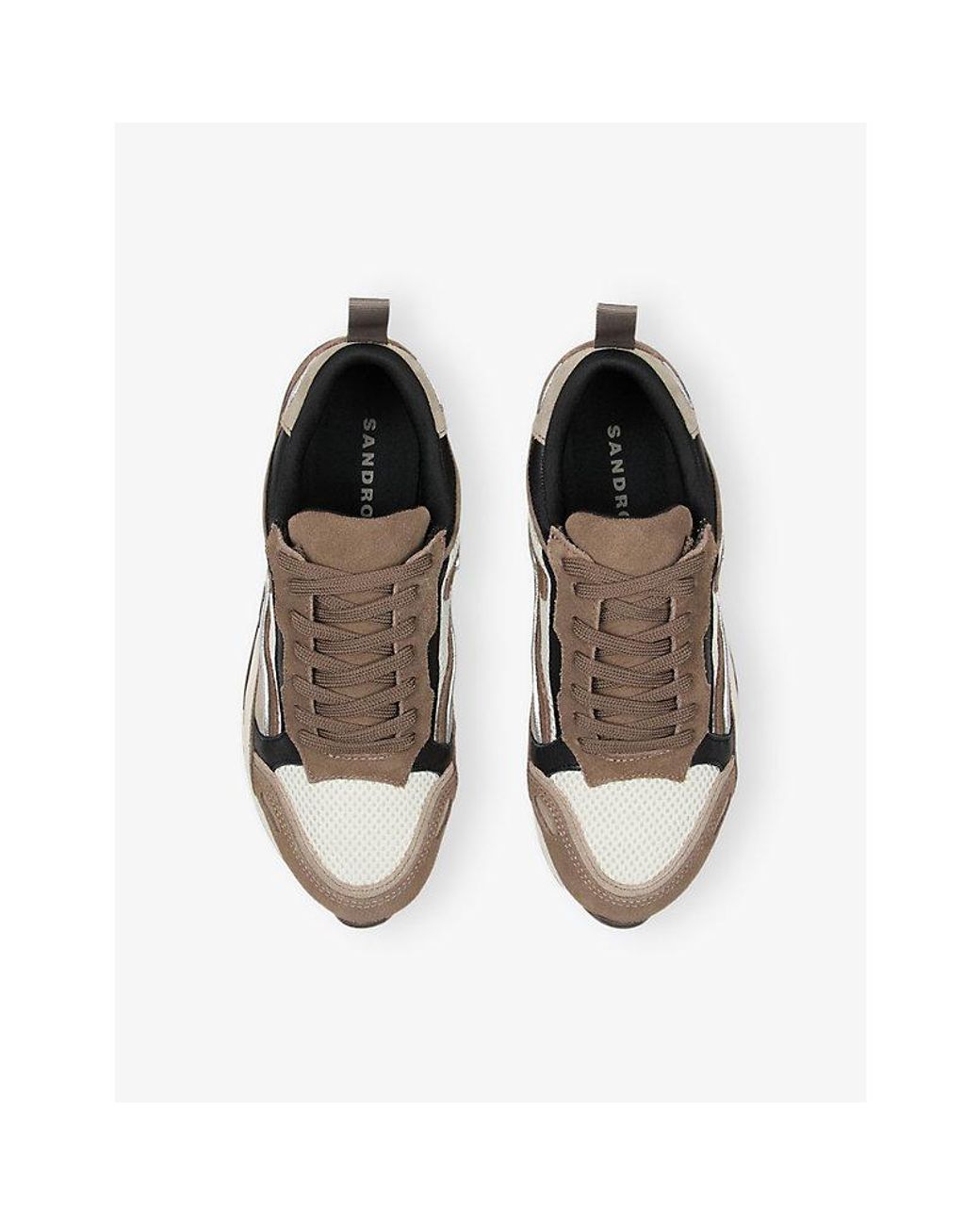 Sandro Brown Flame Suede And Mesh Trainers