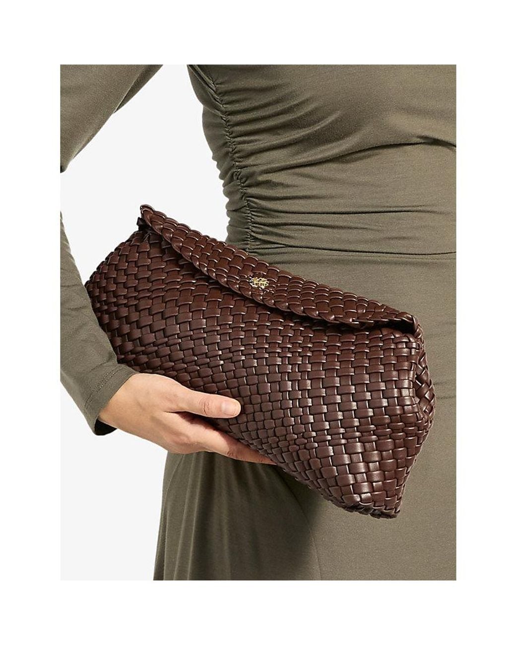 Dune Brown Encourage Woven Clutch