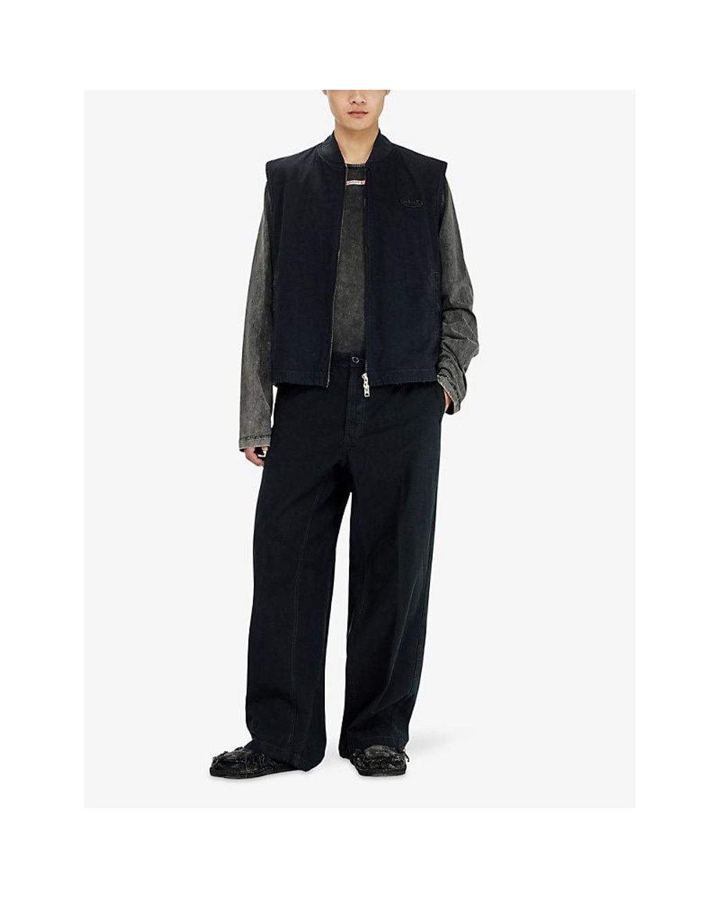 DIESEL Blue Relaxed-Fit Ripstop Cotton Trousers for men