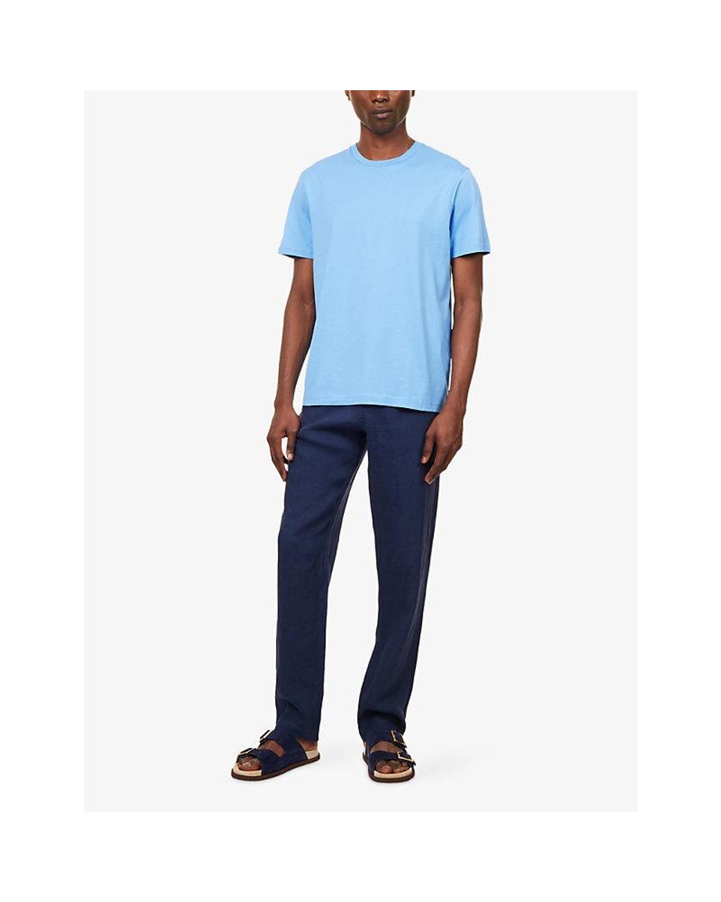 Sunspel Blue Short-Sleeve Riviera Cotton-Jersey T-Shirt for men