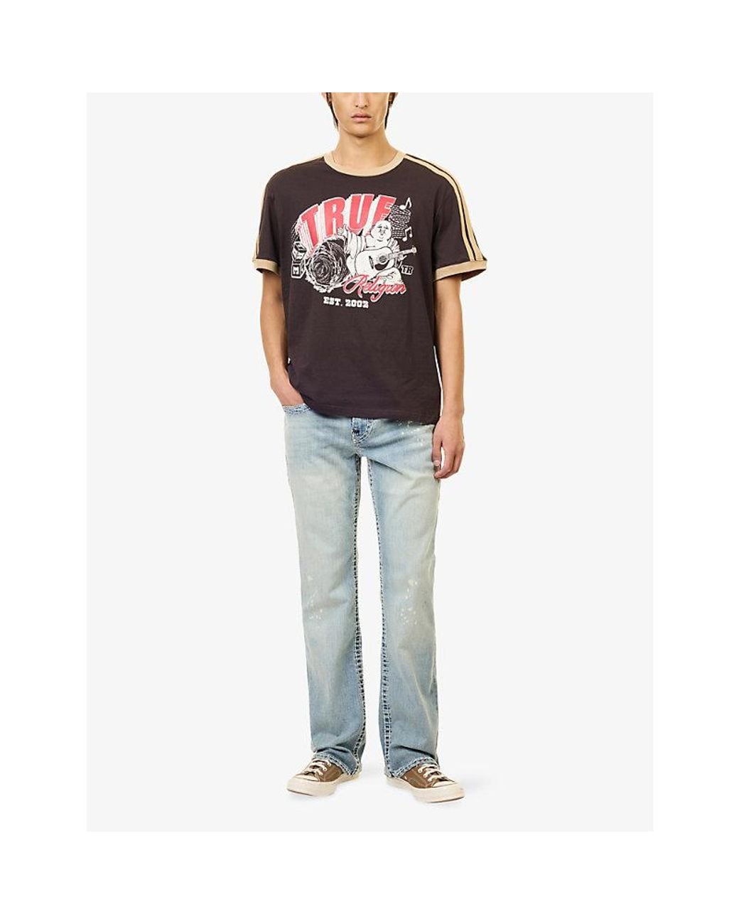 True Religion Blue Billy Super T Distressed Denim Jeans for men
