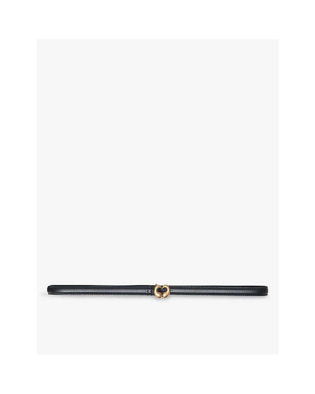 Maje White Heart-Embellished Leather Belt