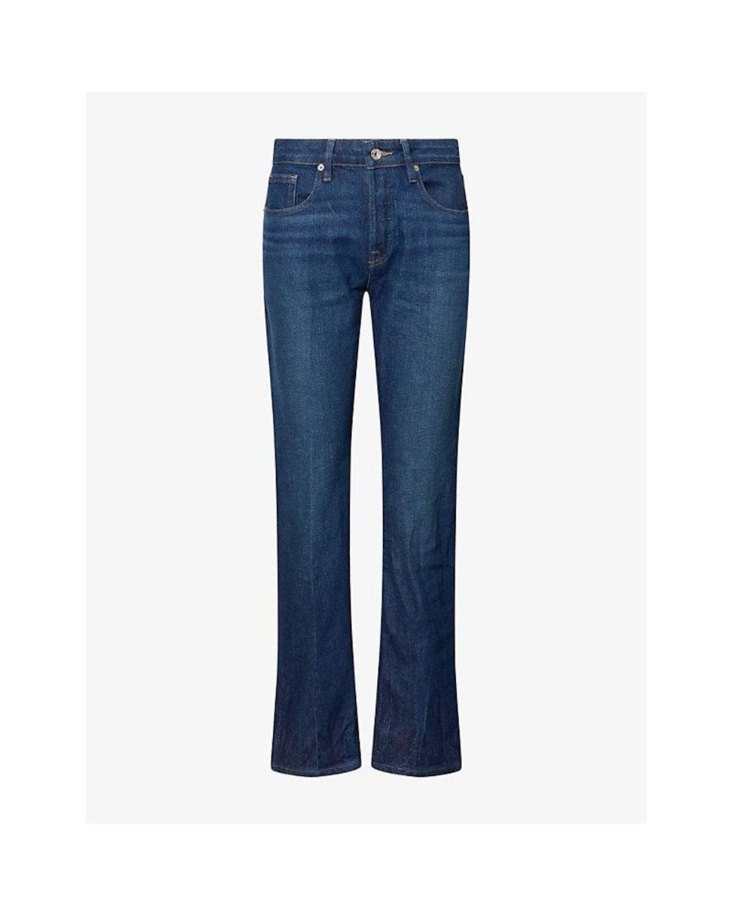 GOOD AMERICAN Blue Mid-Rise Straight-Leg Denim Jeans