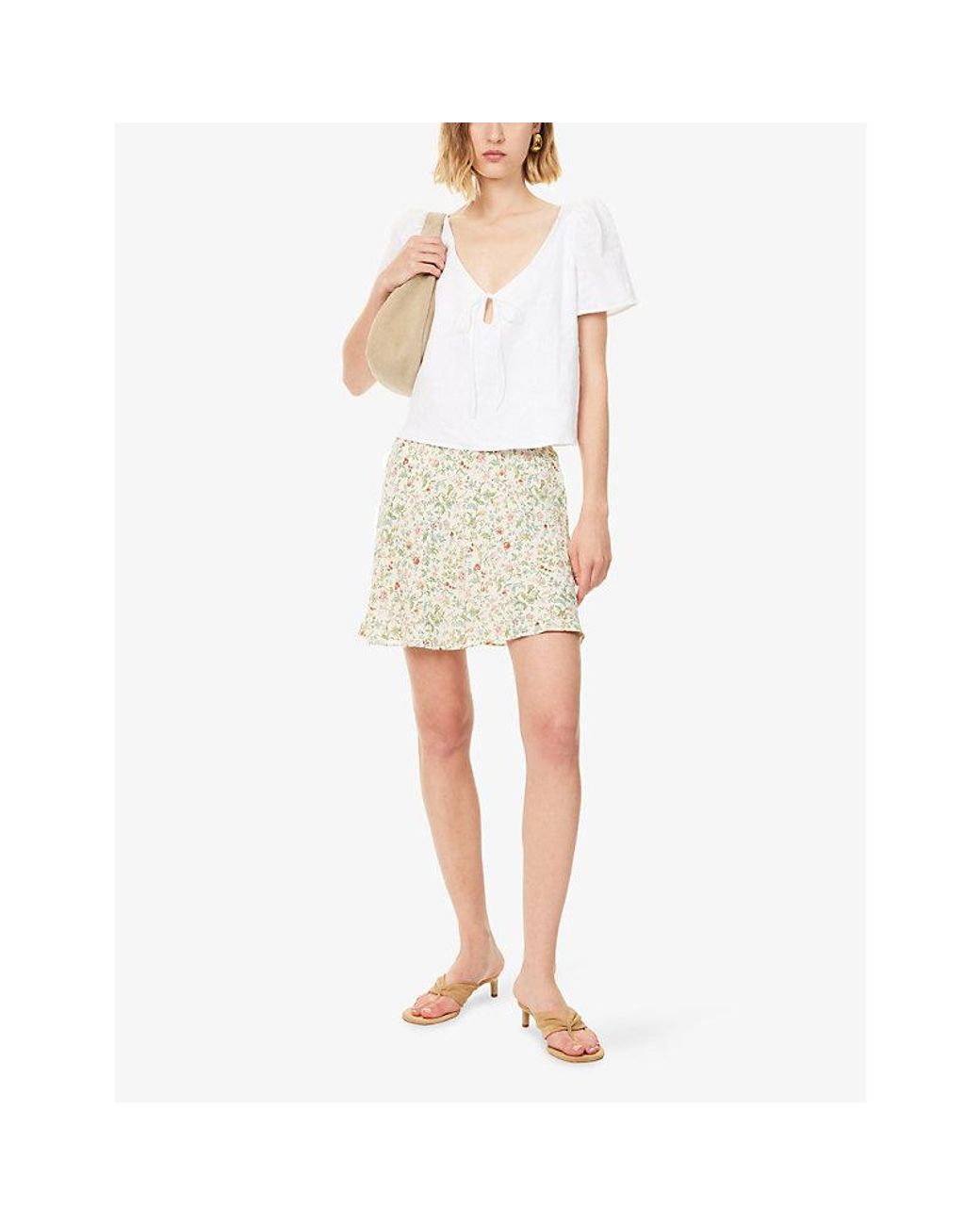 Reformation Natural Brandy Printed Woven Skirt