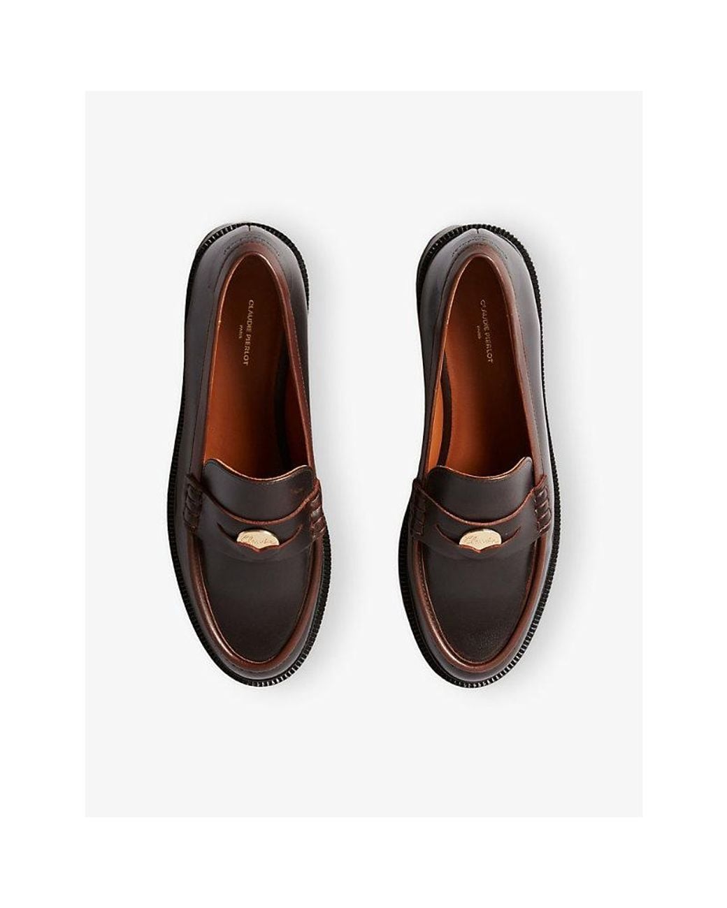 Claudie Pierlot Black Embellished Flat Leather Loafers
