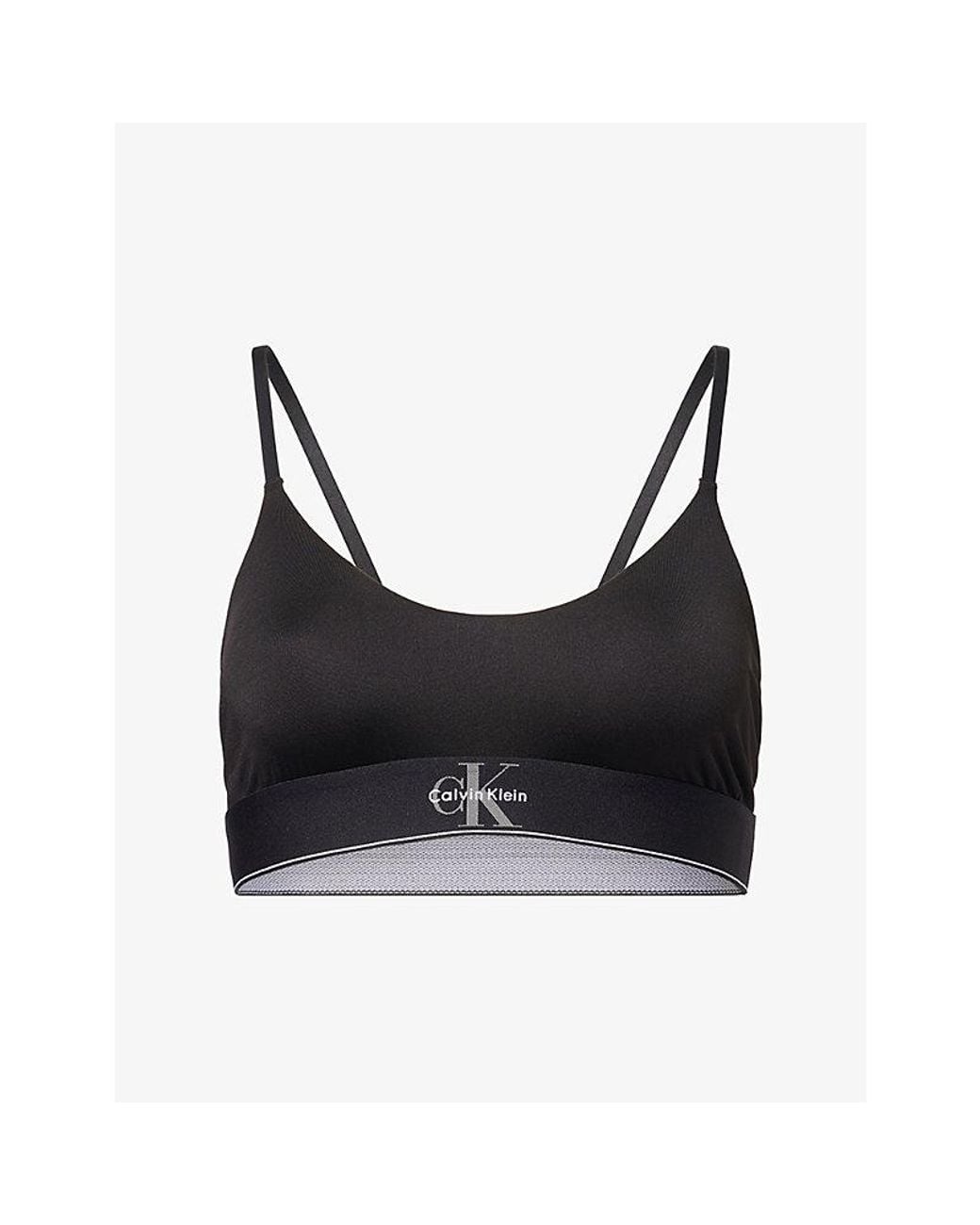 Calvin Klein Black Graphic Monogram Microfibre Stretch Bralette