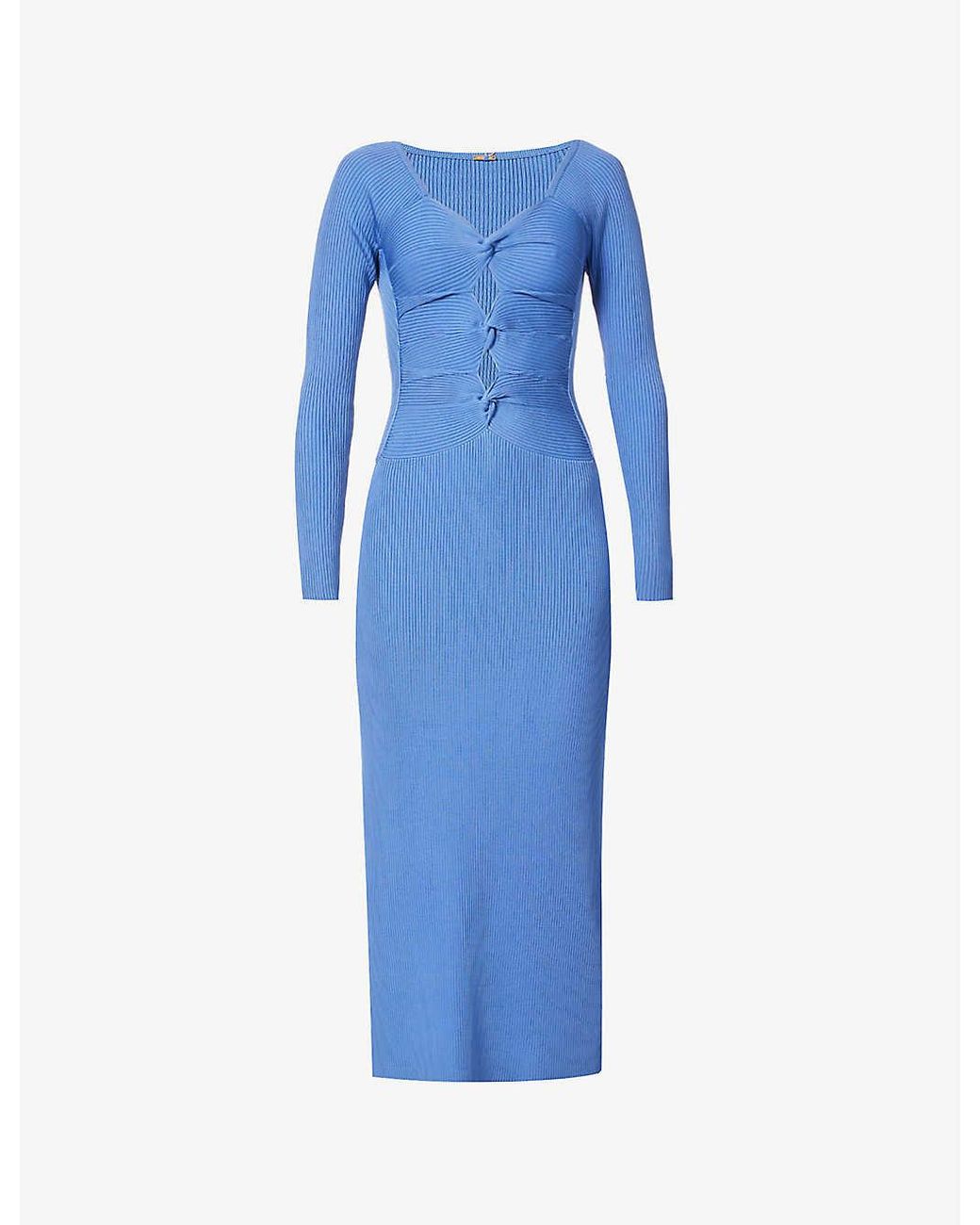 Cult Gaia Melissa Cut-out Knitted Midi Dress in Blue | Lyst