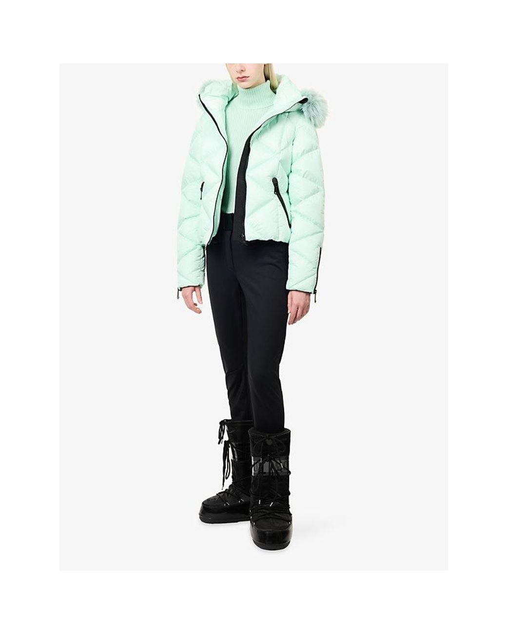 Goldbergh Green Harumi Faux-Fur Hooded Quilted Down Ski Jacket