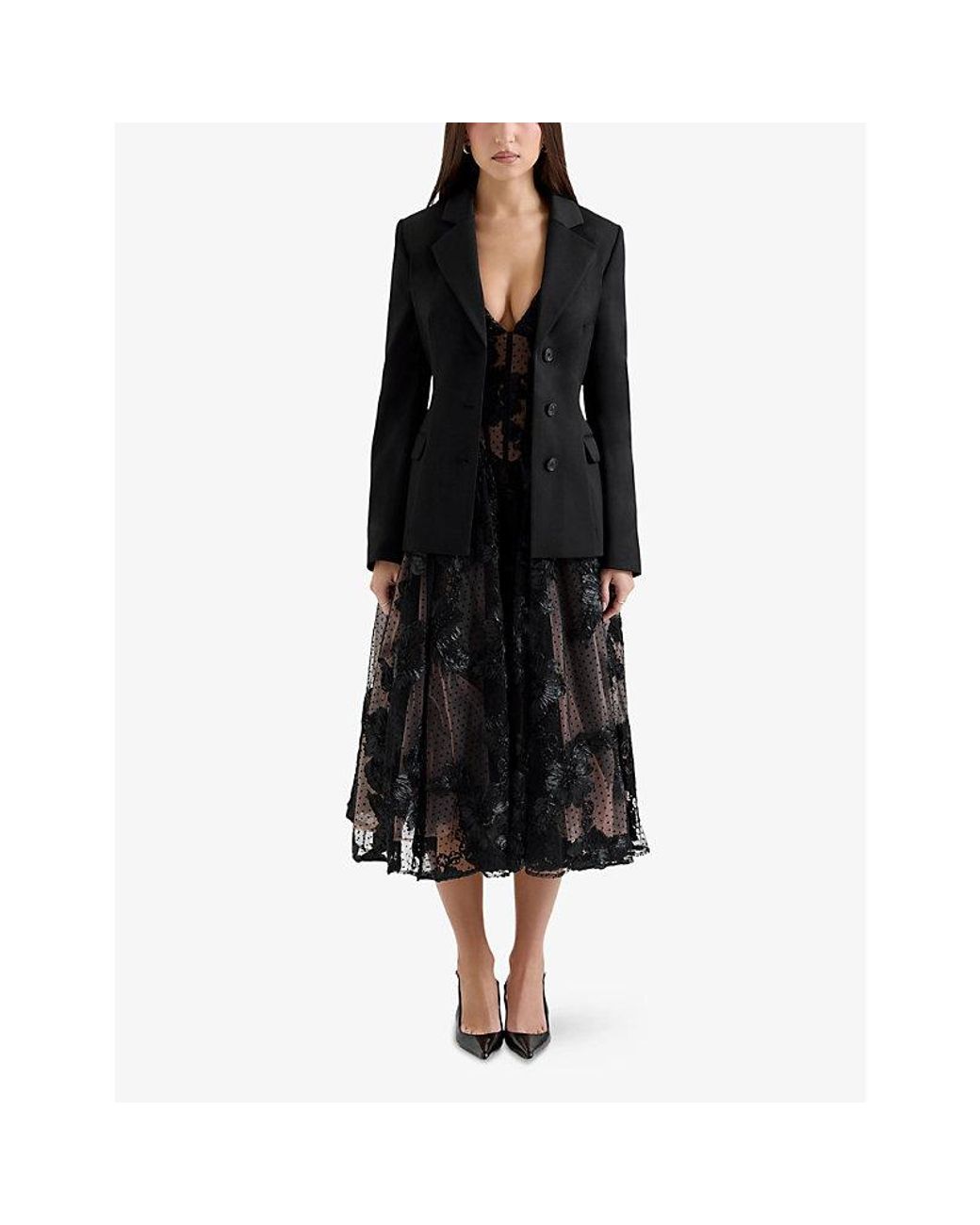 House Of Cb Black Aviva Tailored Hourglass Stretch-Woven Jacket