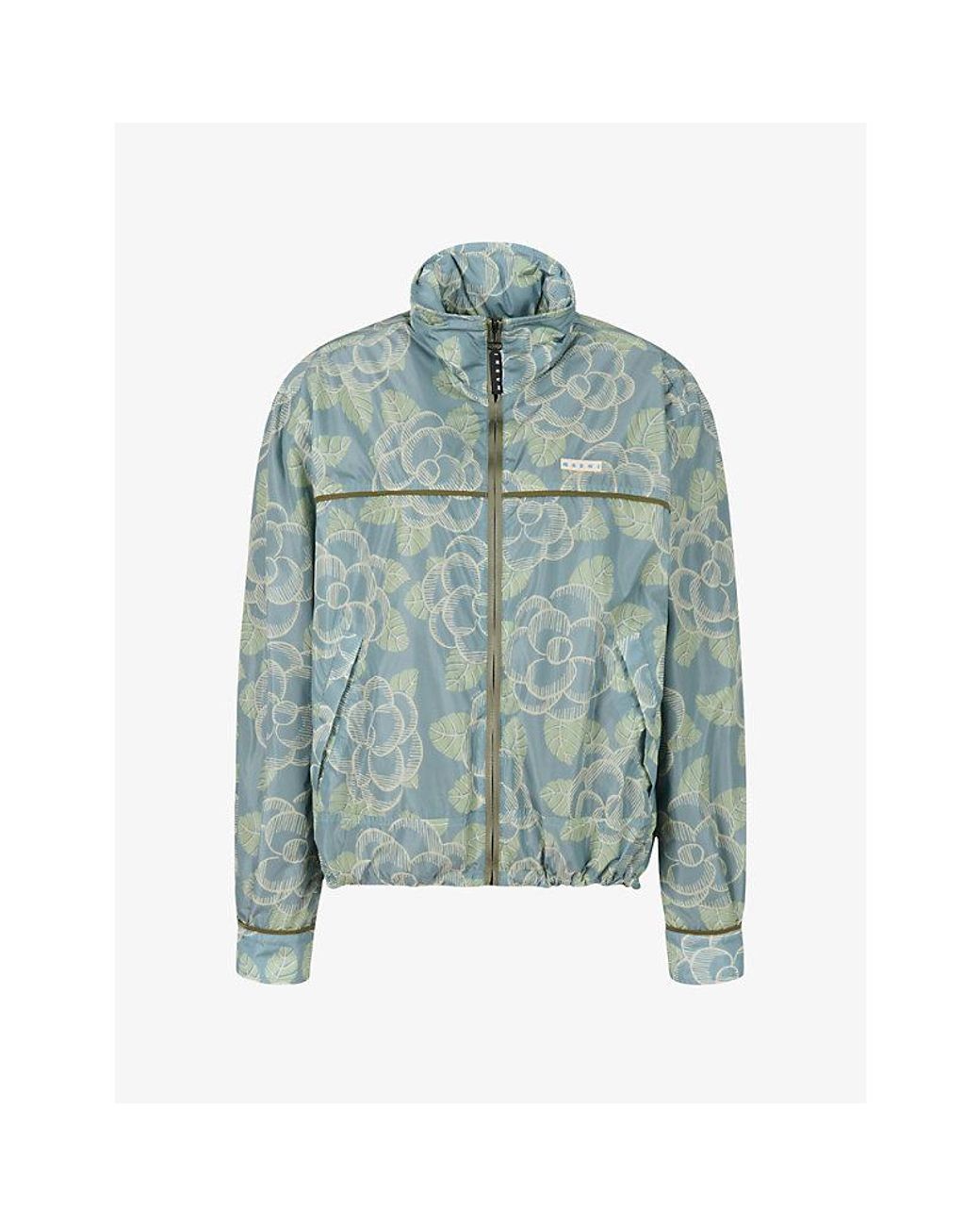 Marni Blue Banjo Print Nylon Windbreaker Jacket