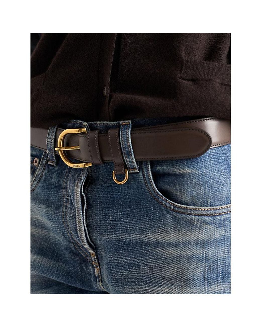 Prada Brown Buckled Leather Belt