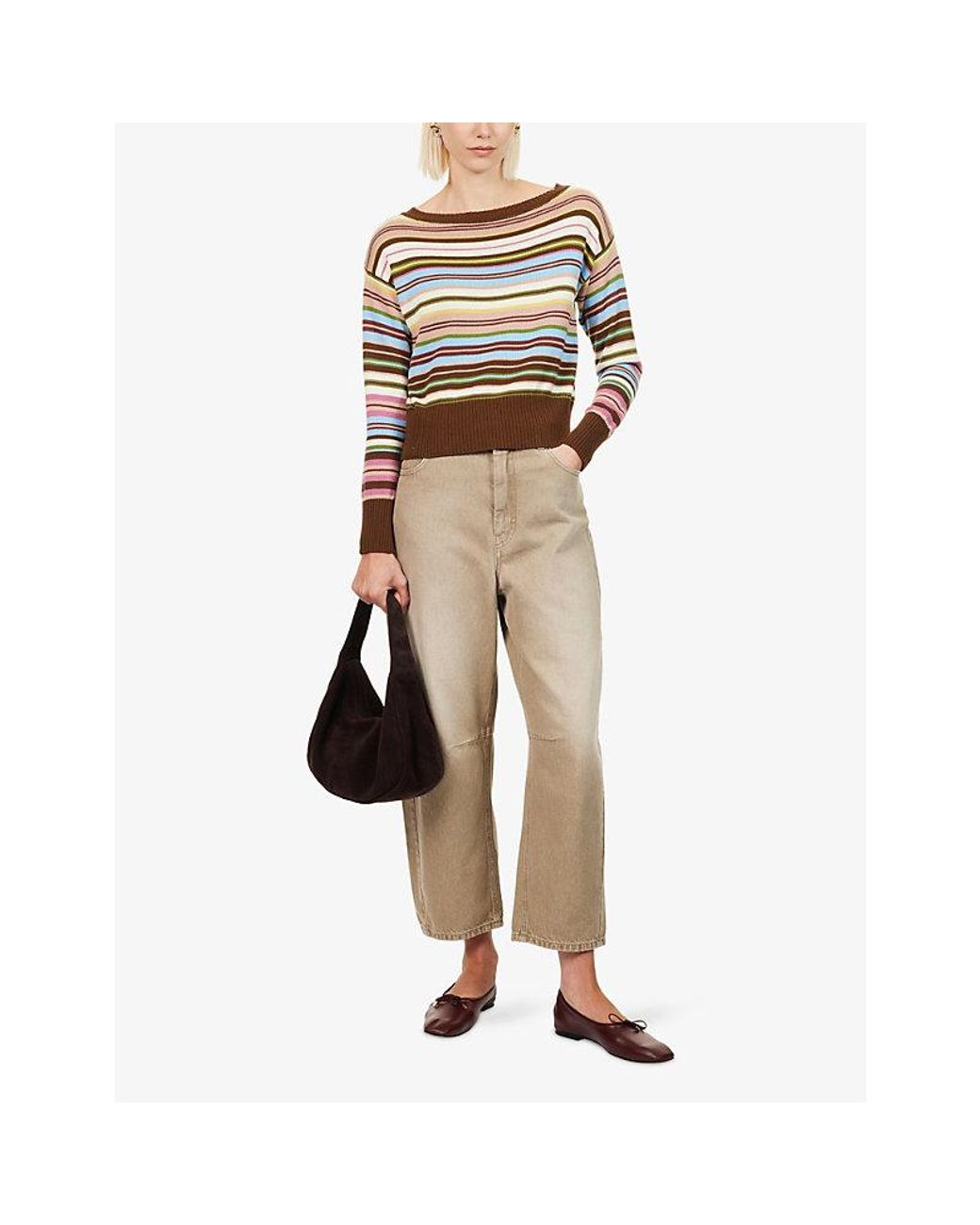 Weekend by Maxmara Multicolor Striped Boat-Neck Cotton-Knit Jumper