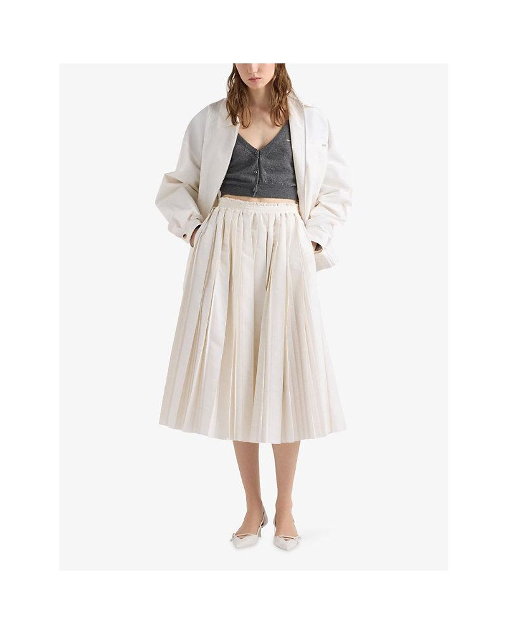 Prada Gray Cropped Cashmere Cardigan