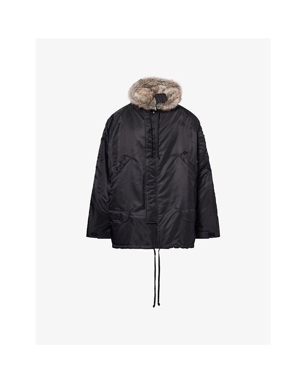 ALEXANDER DIGENOVA Blue N3B Faux-Fur Trim Shell Coat for men