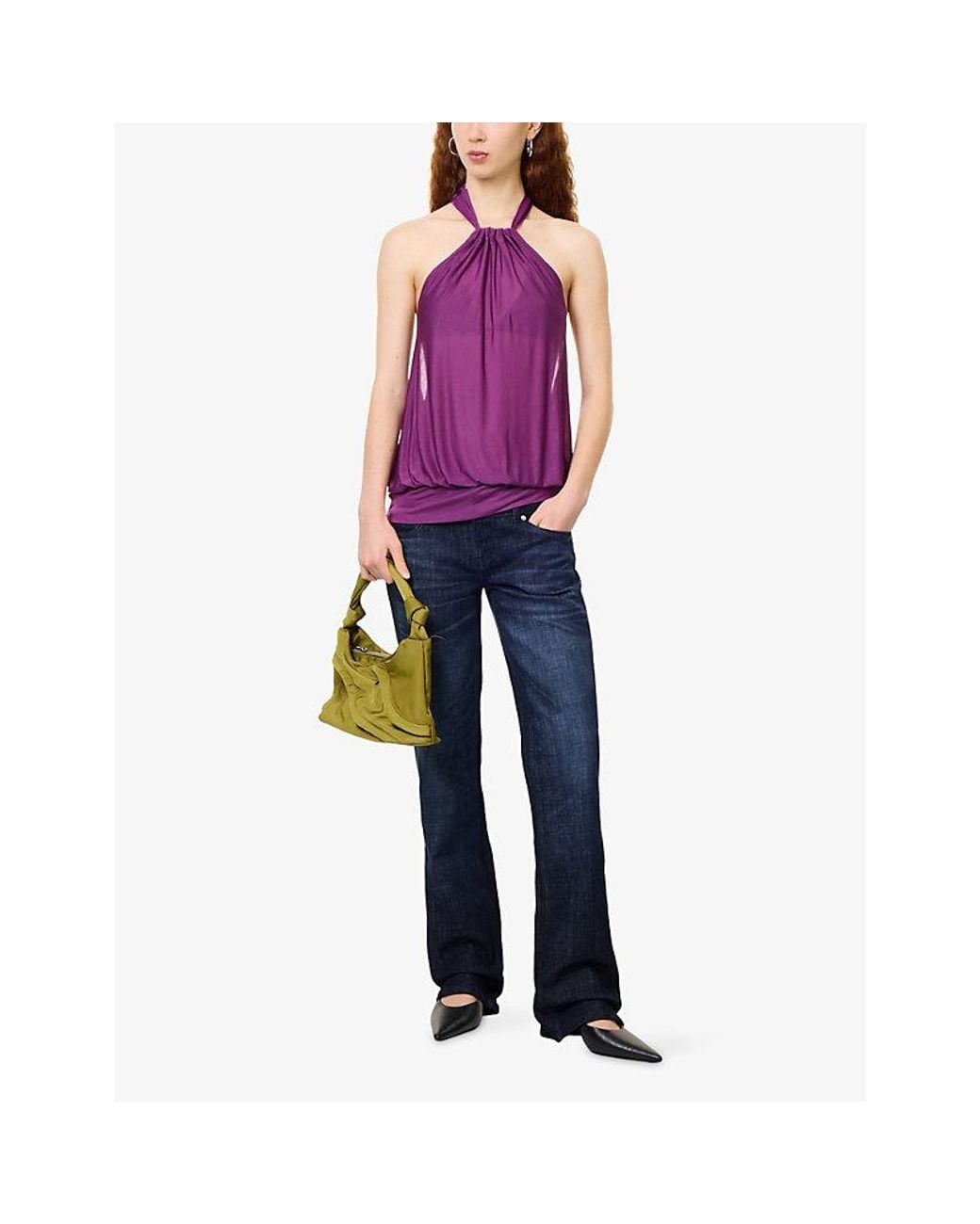 Peachy Den Purple Emma Halterneck Jersey Top