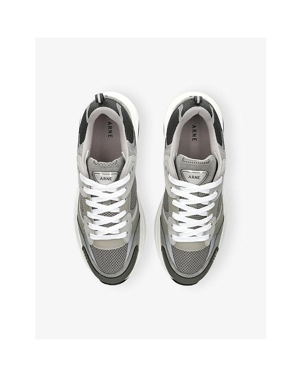 Arne White Flow Runner Leather, Suede And Mesh Trainers for men