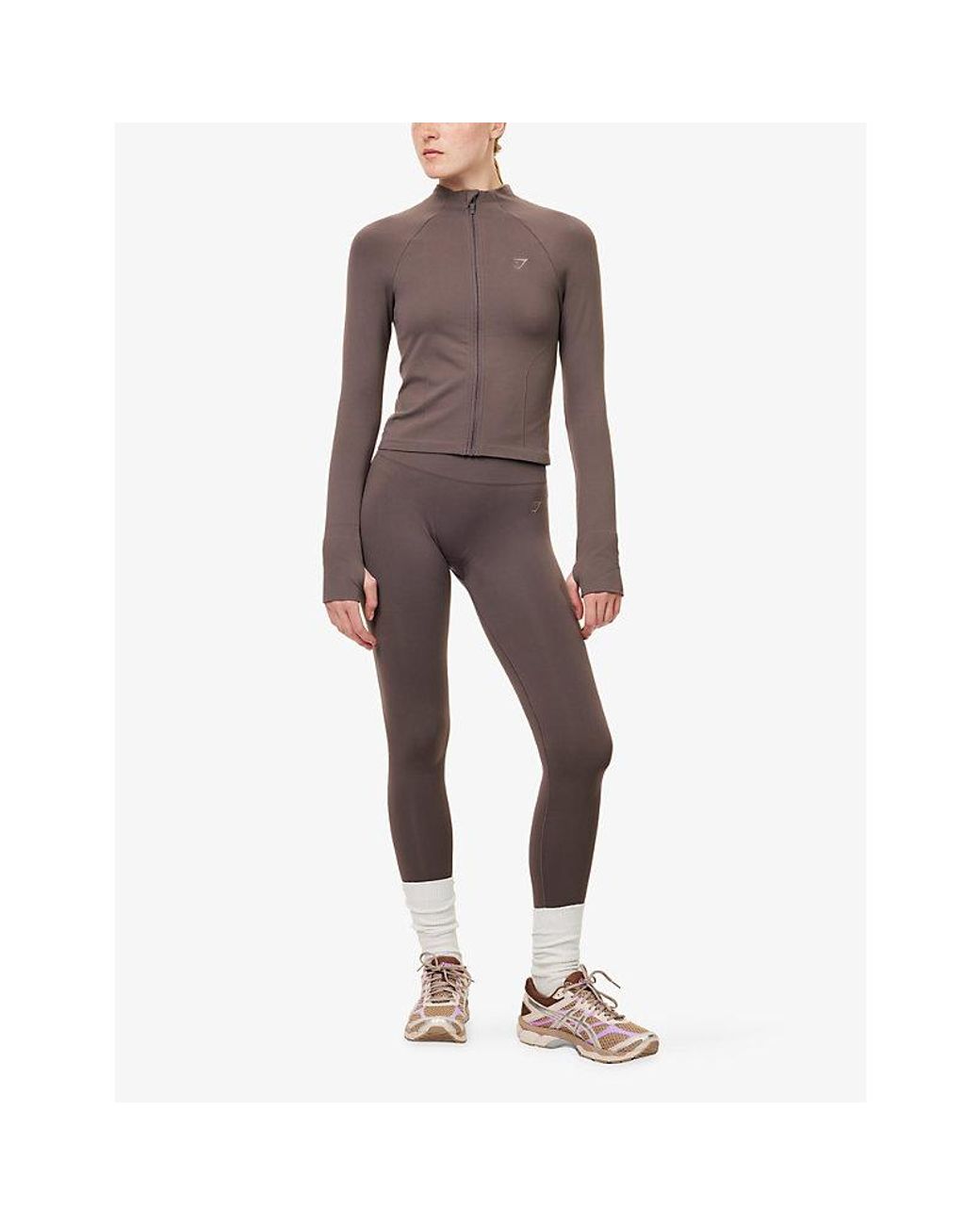GYMSHARK Brown Soft Sculpt Zip-Up Stretch-Jersey Jacket