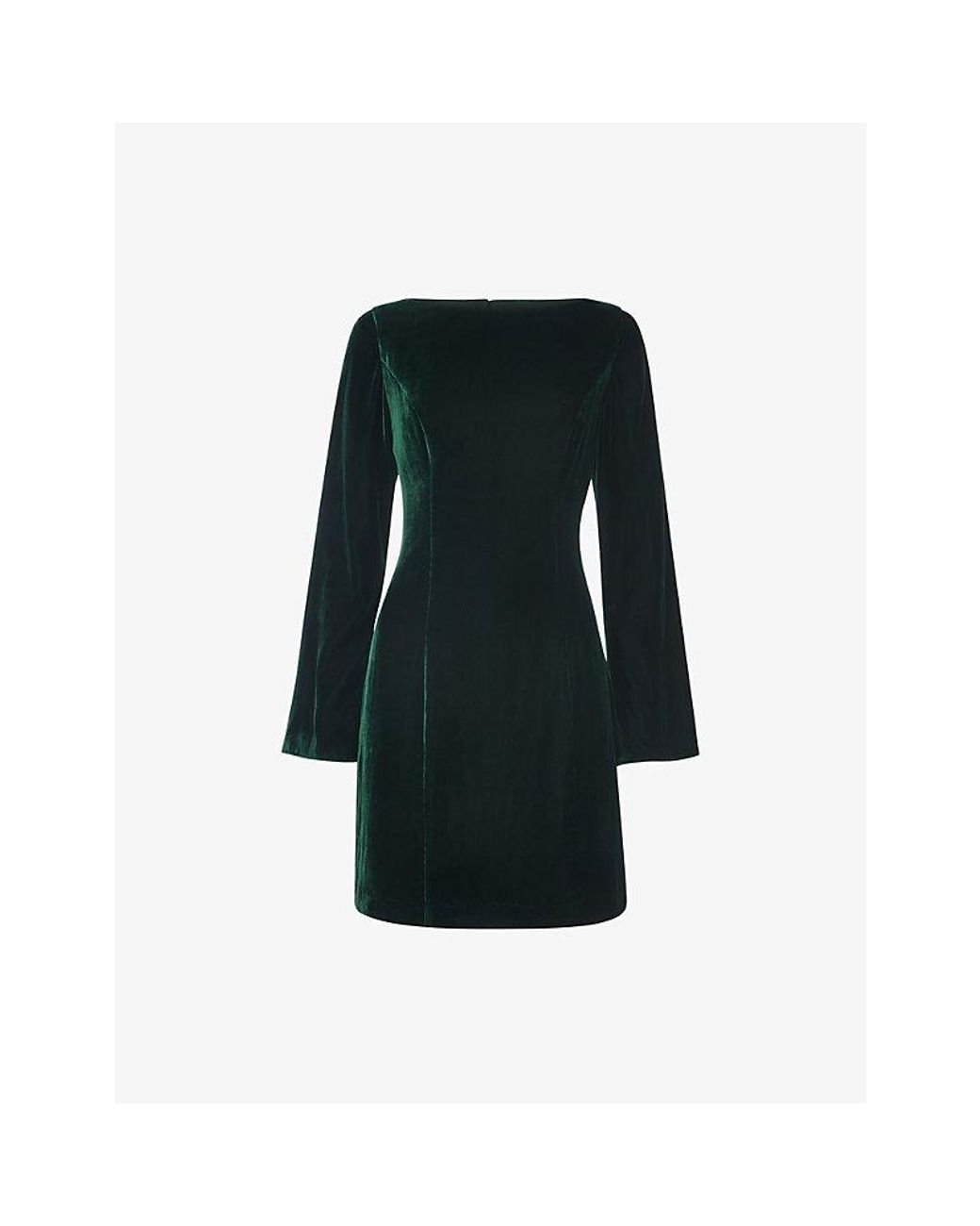Whistles Square-Neck Flare-Sleeve Velvet Mini Dress in Black | Lyst