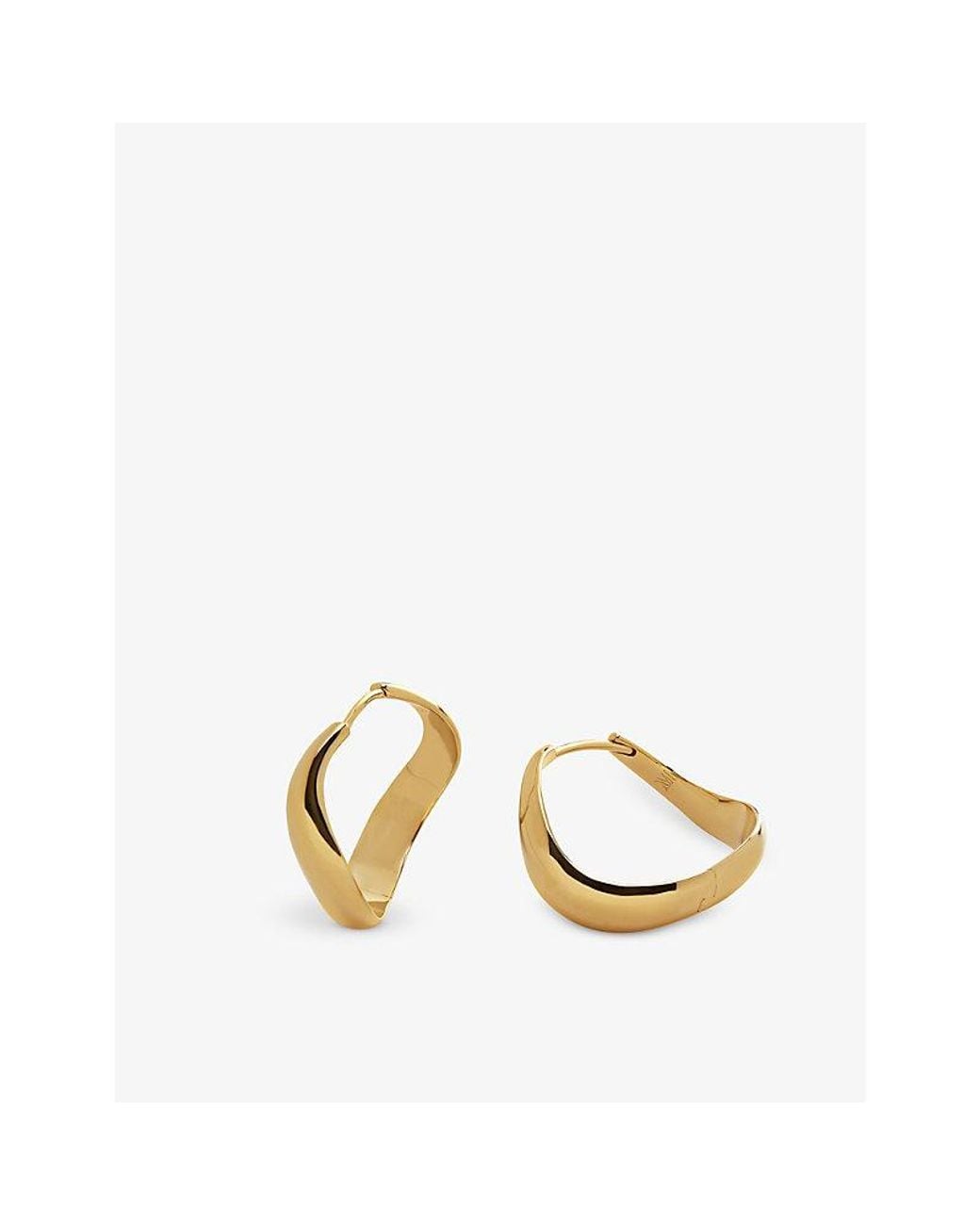 Monica Vinader White Swirl Medium 18Ct-Plated Vermeil Sterling- Hoop Earrings