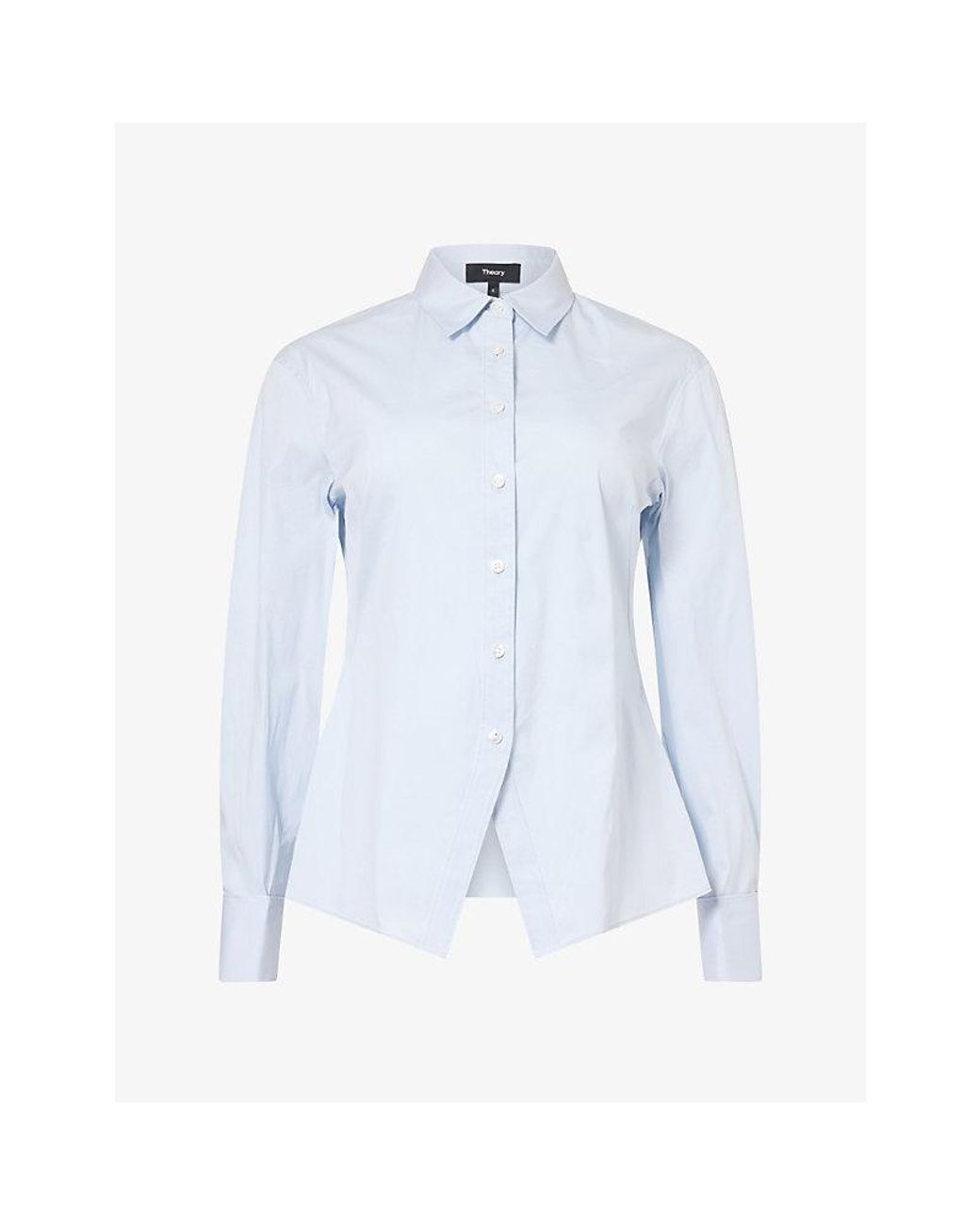 Theory Blue Tailored-Fit Cotton-Blend Shirt