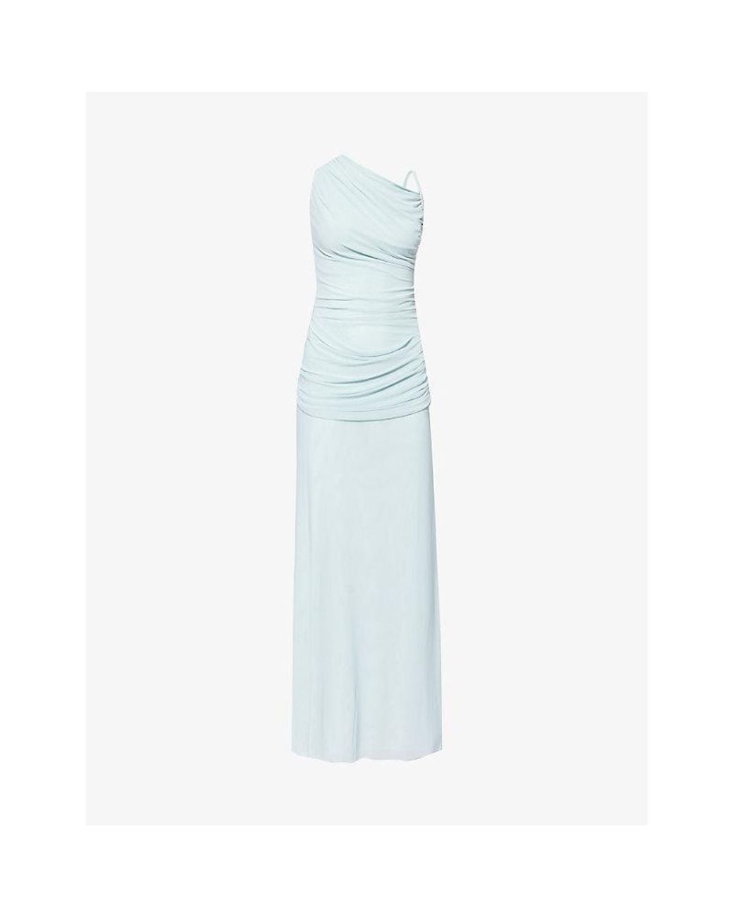 Bec & Bridge Alara Asymmetric Ruched Stretch-Mesh Maxi Dress in Blue | Lyst  UK