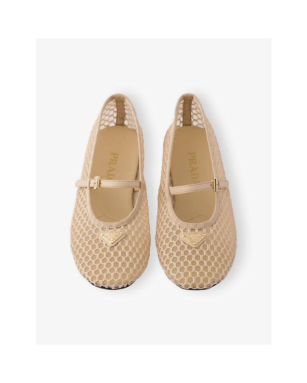 Prada Natural Mesh Fabric Ballet Flats