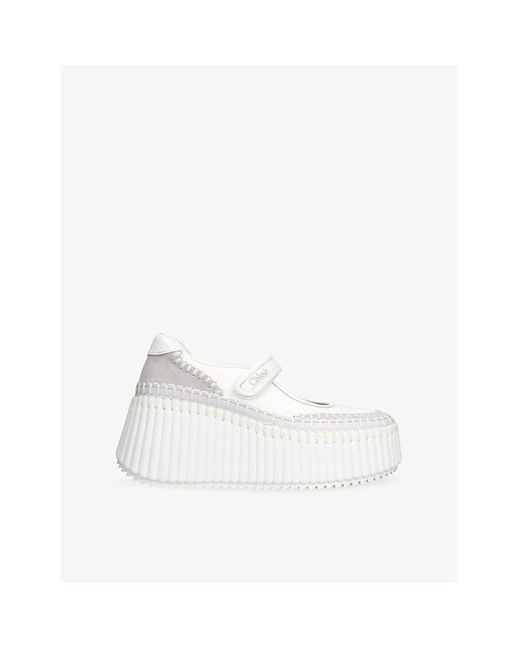 Chloé Nama Platform Leather And Suede Ballet Flats in White | Lyst