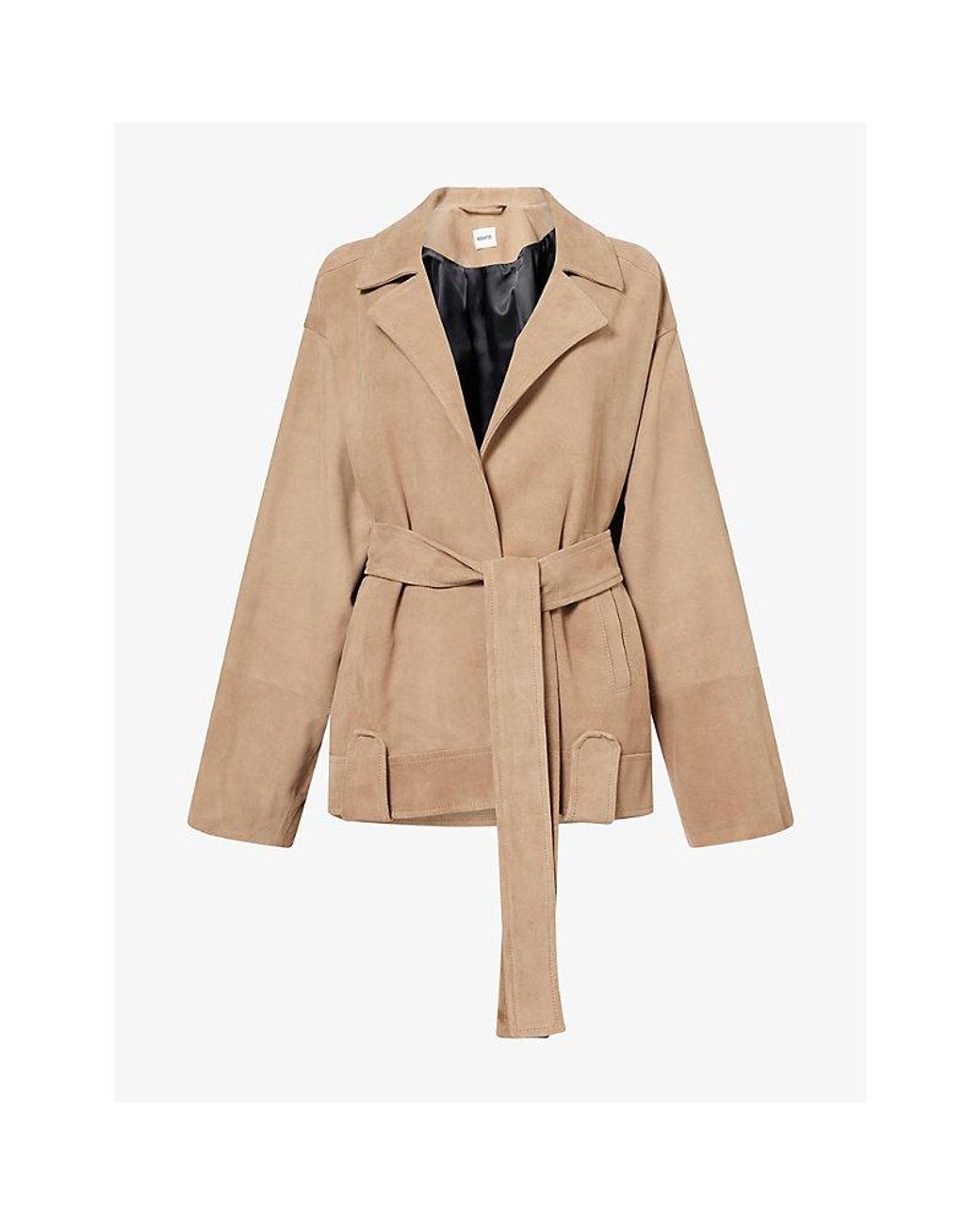 Khaite Natural Alder Belted Suede Jacket