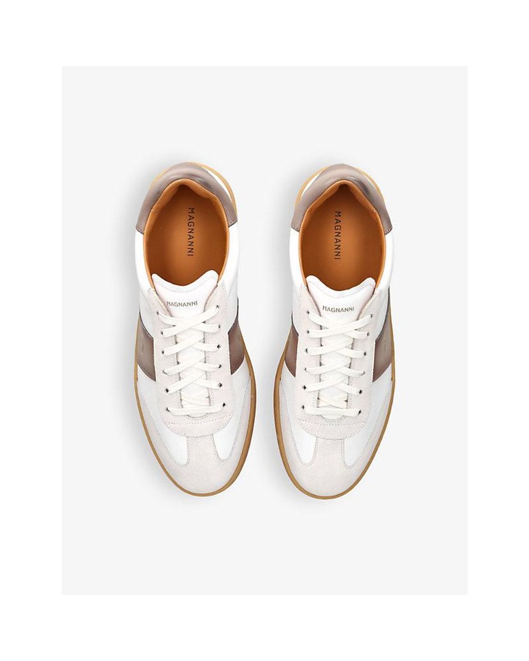 Magnanni Shoes White Kaido Branded Leather And Suede Low-Top Trainers for men