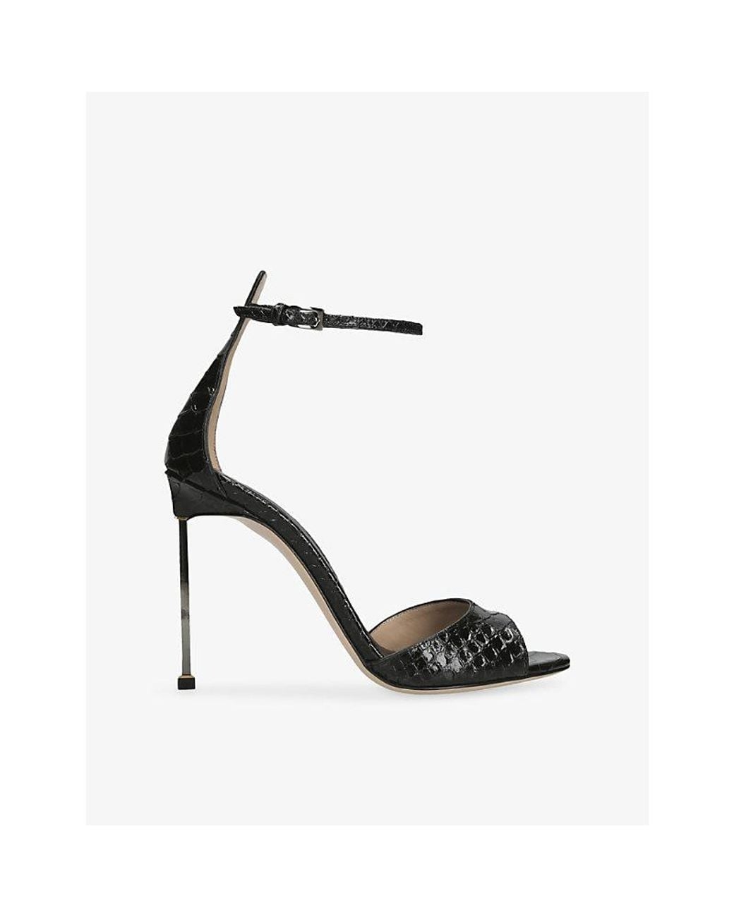 Tom Ford White Pin-Heel Embossed-Leather Heeled Sandals
