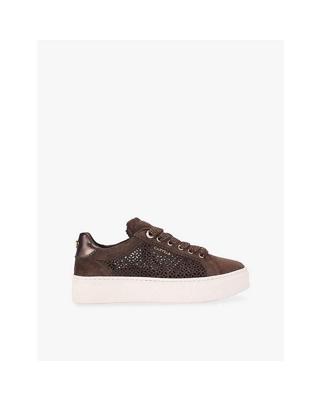 Carvela Kurt Geiger Brown Caprese Laser Suede Trainers
