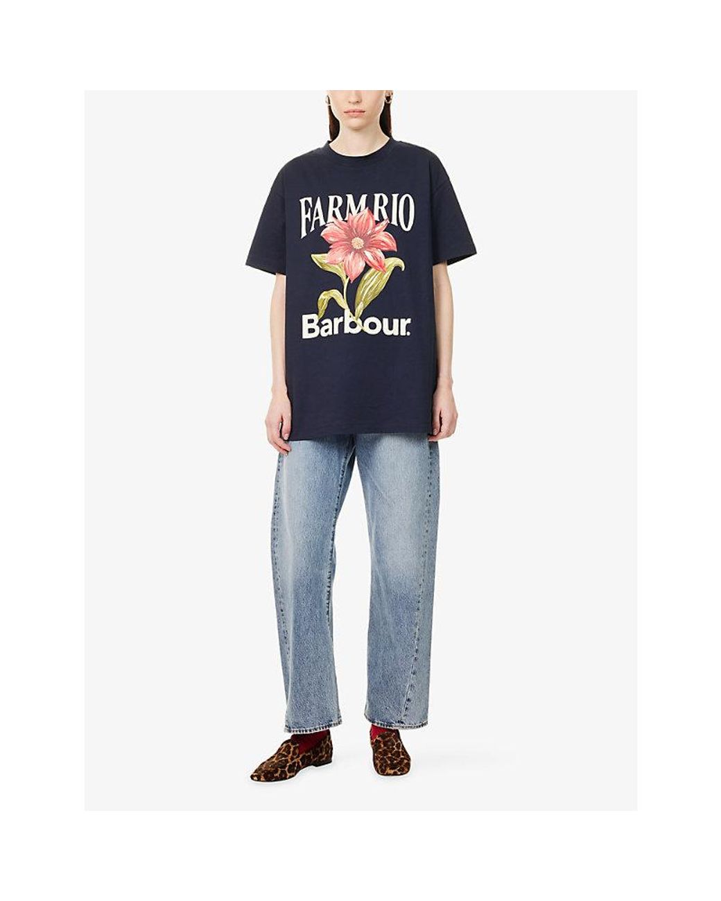 Barbour Blue X Farm Rio Wild Flower Cotton T-Shirt