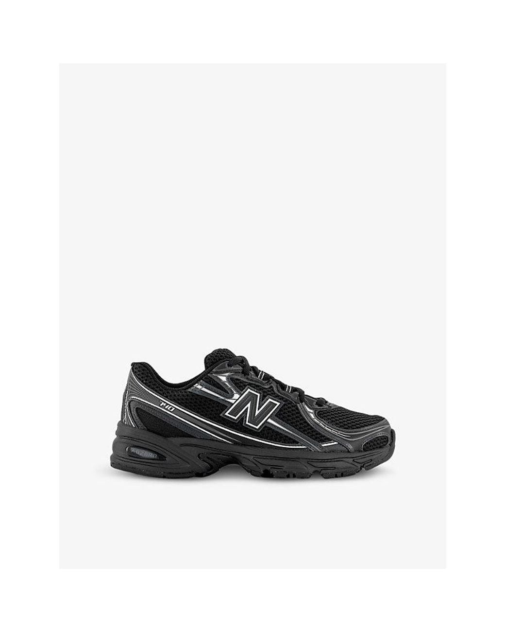 New Balance Black 740 V2 Logo-Embroidered Mesh Low-Top Trainers