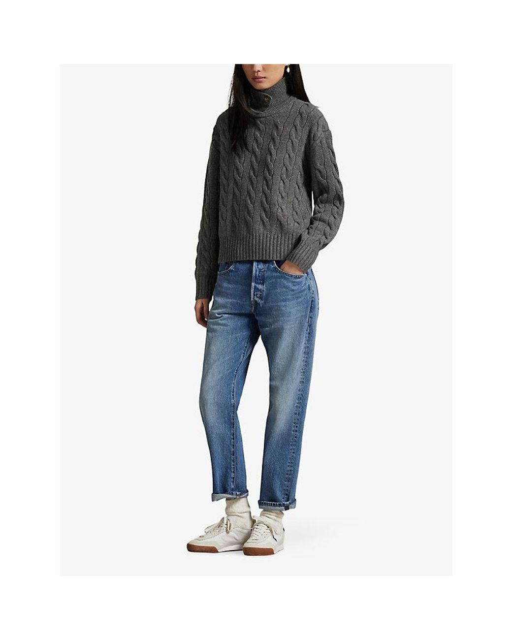 Polo Ralph Lauren Gray Logo-Embroidered Knitted Jumper