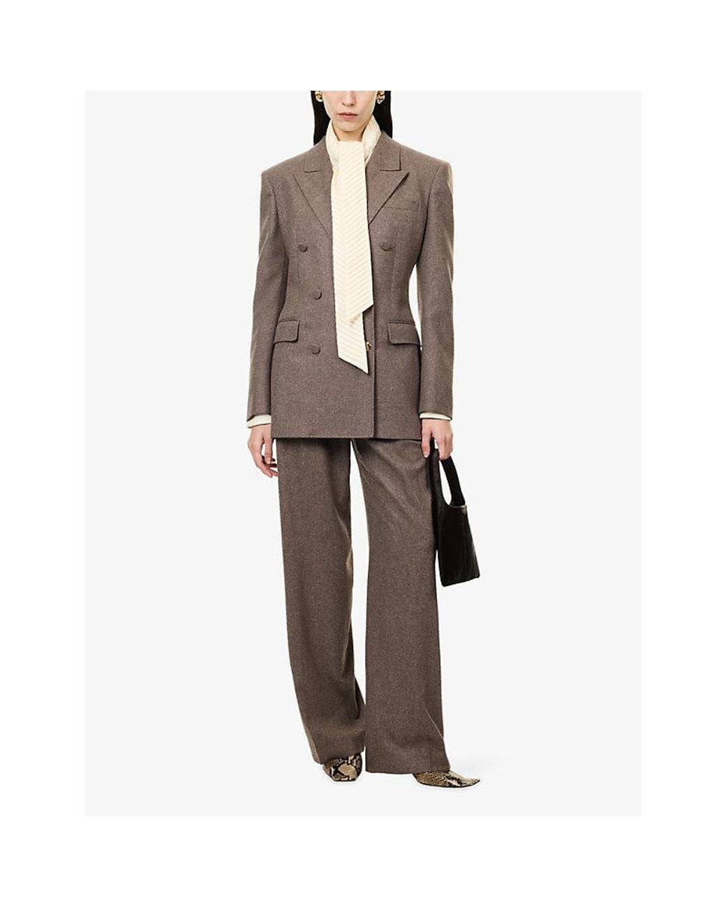 Gabriela Hearst Brown Gavin Double-Breasted Wool-Blend Blazer