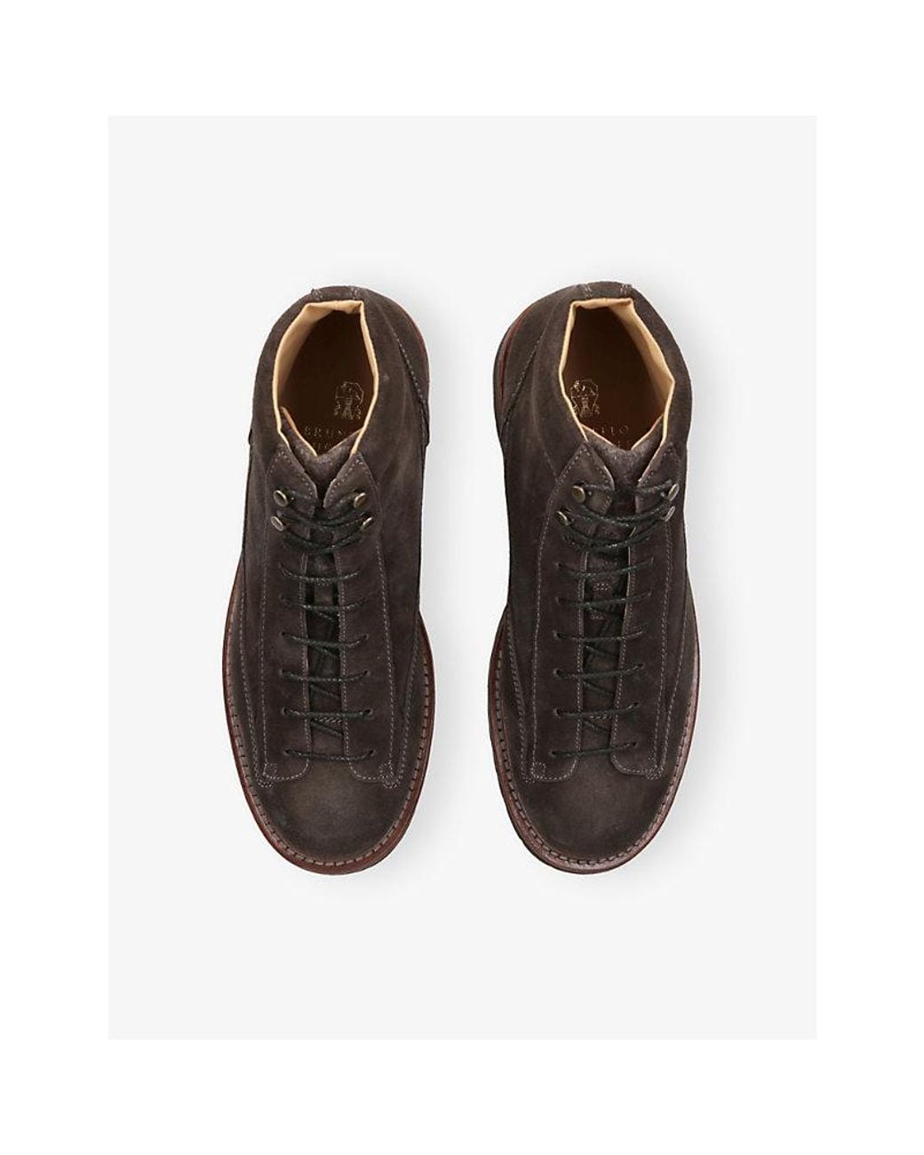 Brunello Cucinelli Brown Hiker Suede Ankle Boots for men