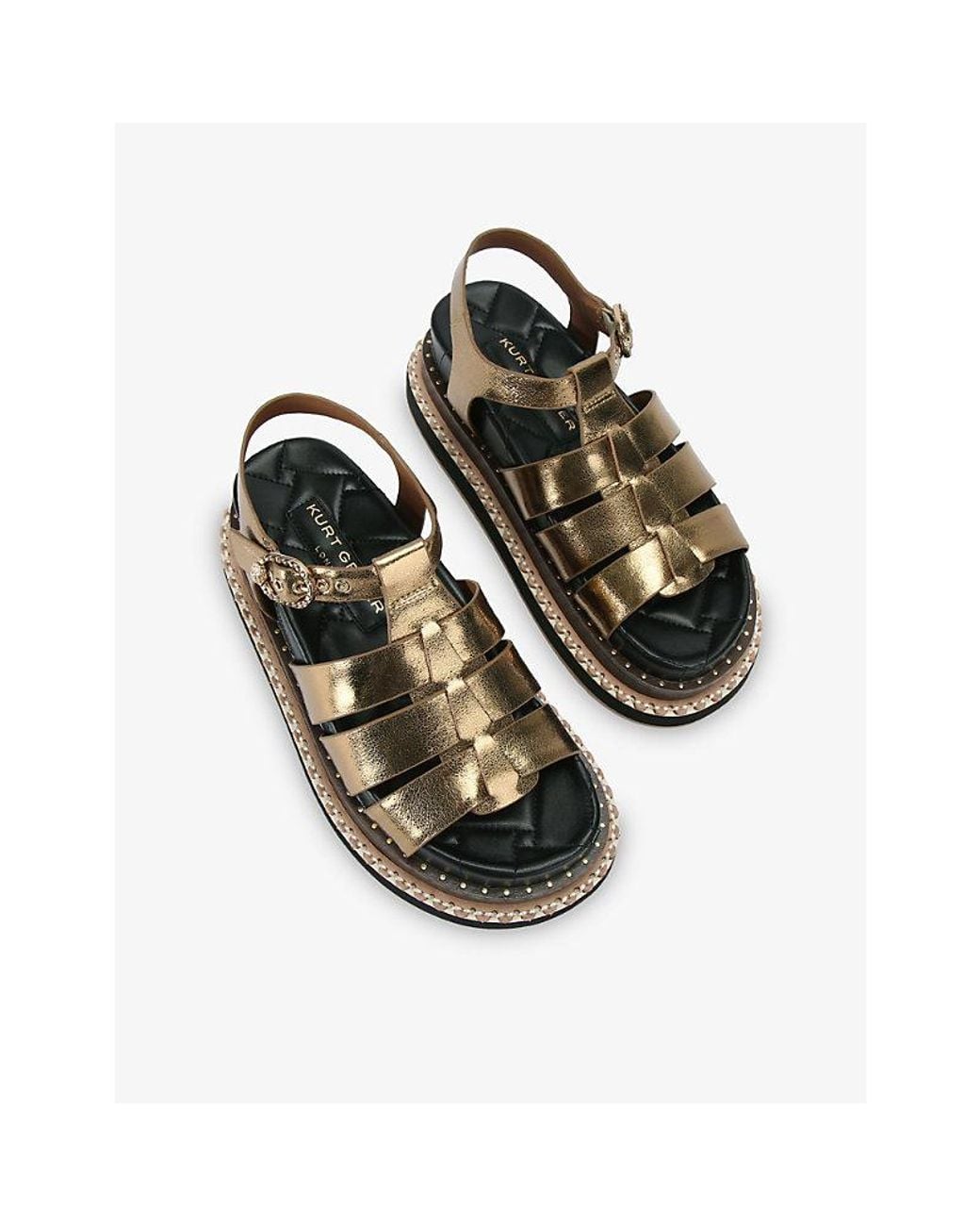 Kurt Geiger Black Orson Eagle Leather Fisherman Sandals