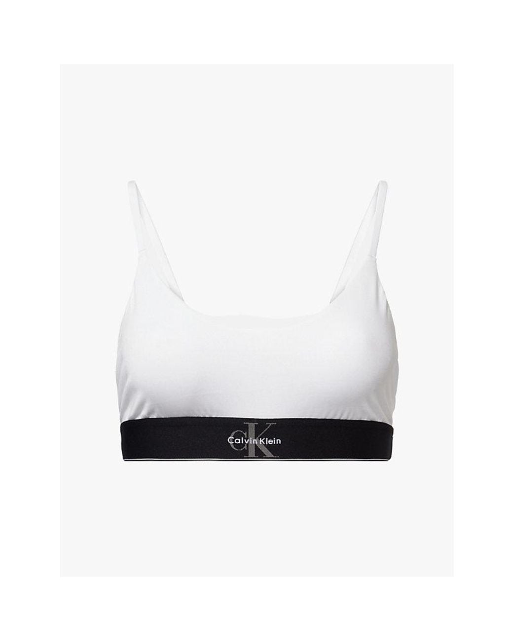 Calvin Klein White Graphic Monogram Microfibre Stretch Bralette