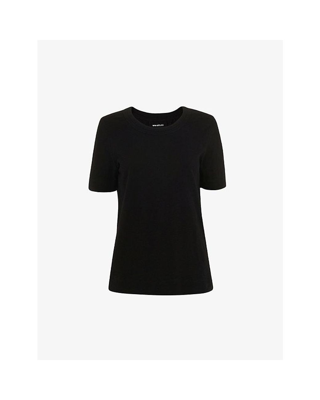 Whistles Black Rosa Double-Trim Cotton T-Shirt