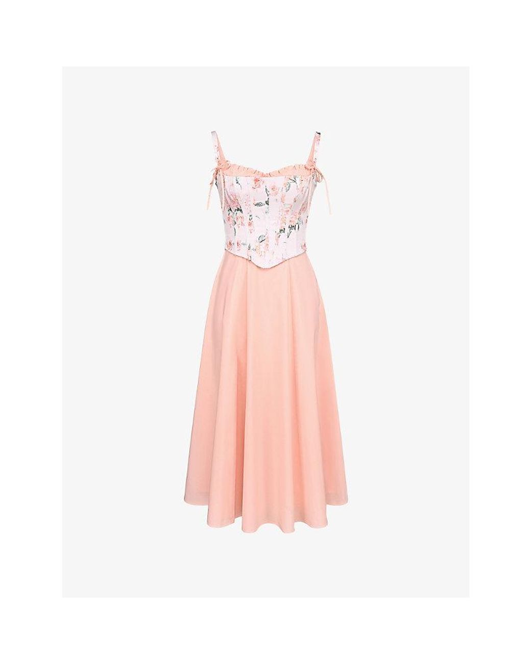 House Of Cb Clarabelle Detachable Corset Stretch-Cotton Midi Dress in Pink  | Lyst