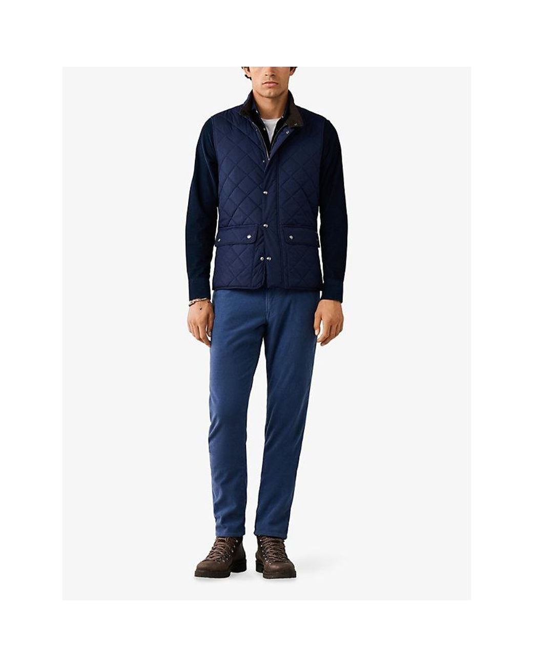 Hackett Blue Kinloch Diamond-Quilted Shell Gilet for men
