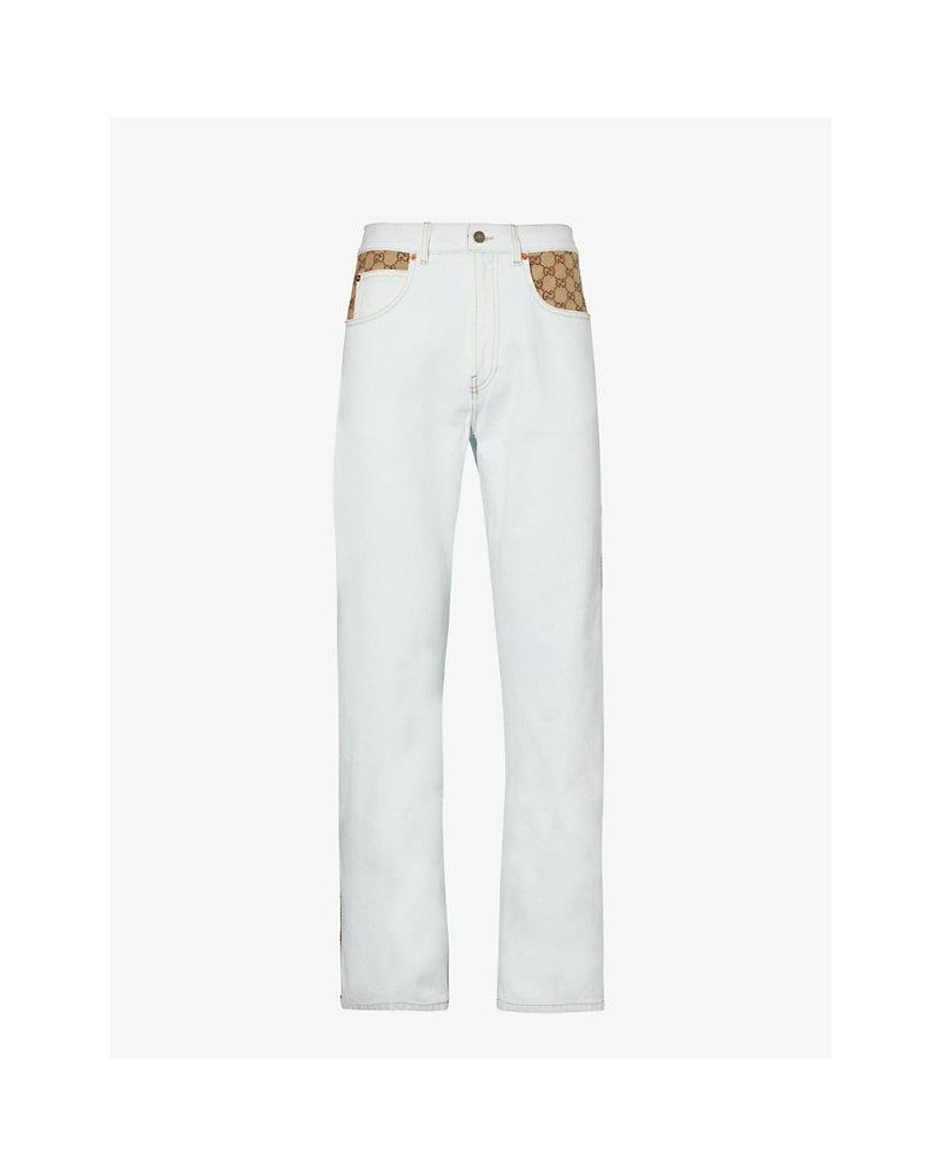 Gucci GG Jacquard Denim straight-leg Jeans - Farfetch