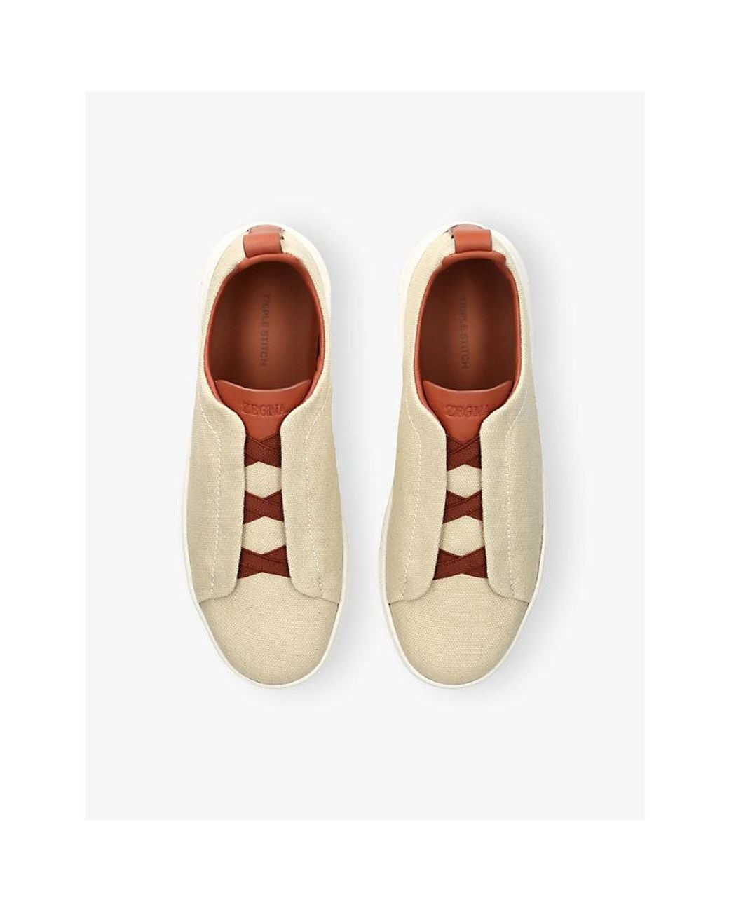 Zegna Natural Triple Stitch Denim Low-Top Trainers for men