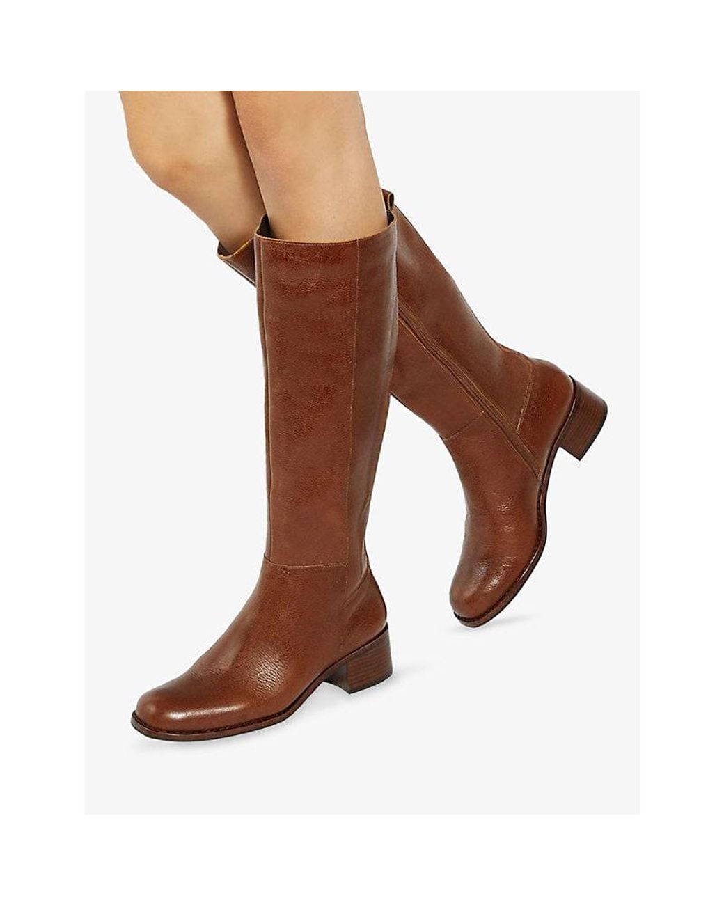 Dune Brown Turner Leather Knee-High Boots