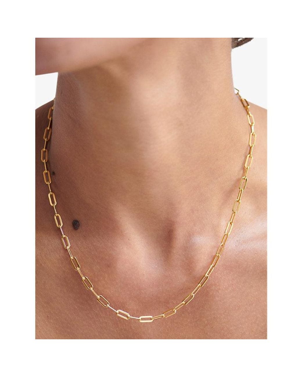 Monica Vinader White Paperclip-Chain 18Ct-Plated Vermeil Sterling- Necklace
