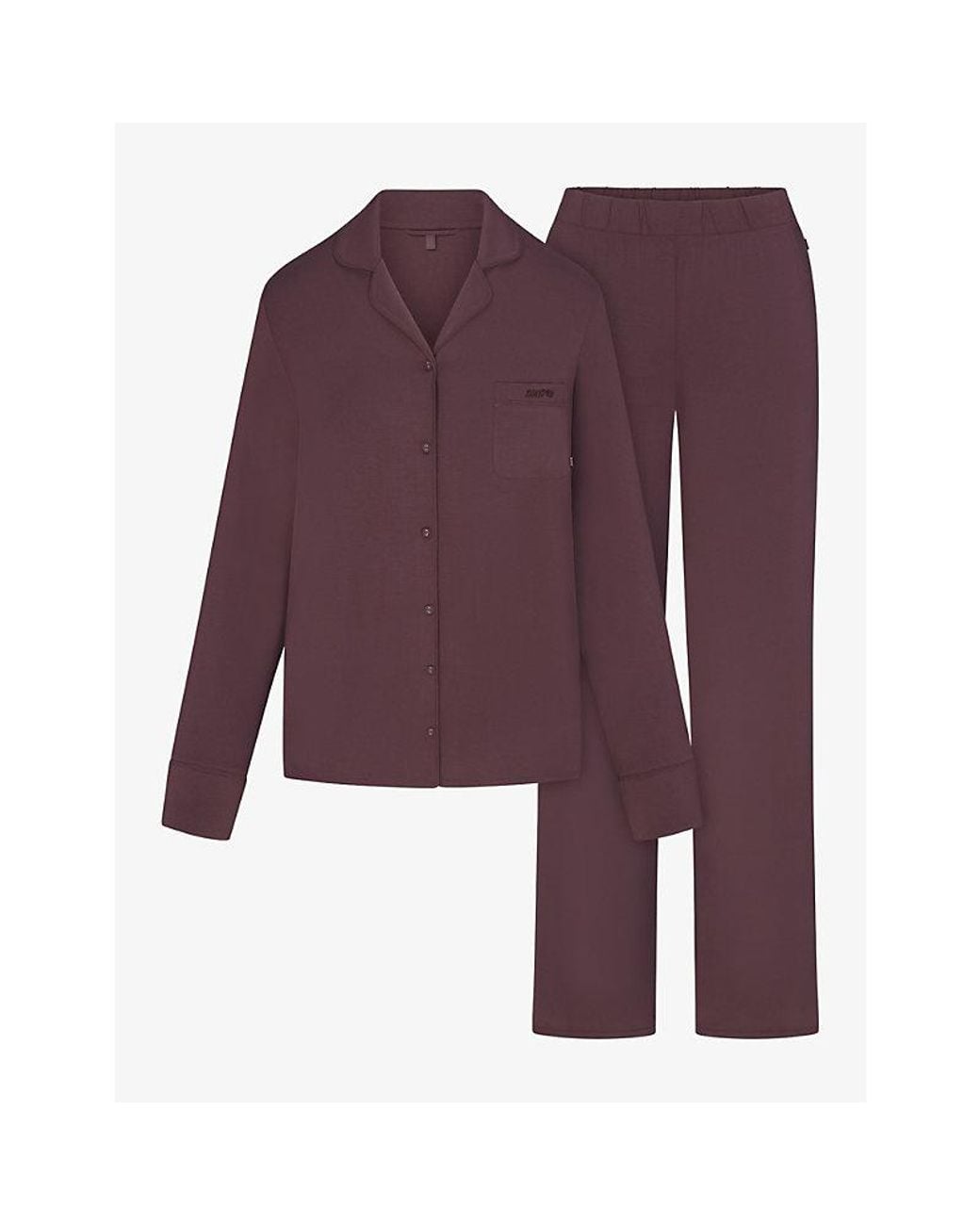 Skims Purple Brand-Embroidered Long-Sleeved Modal-Jersey Pyjama Set