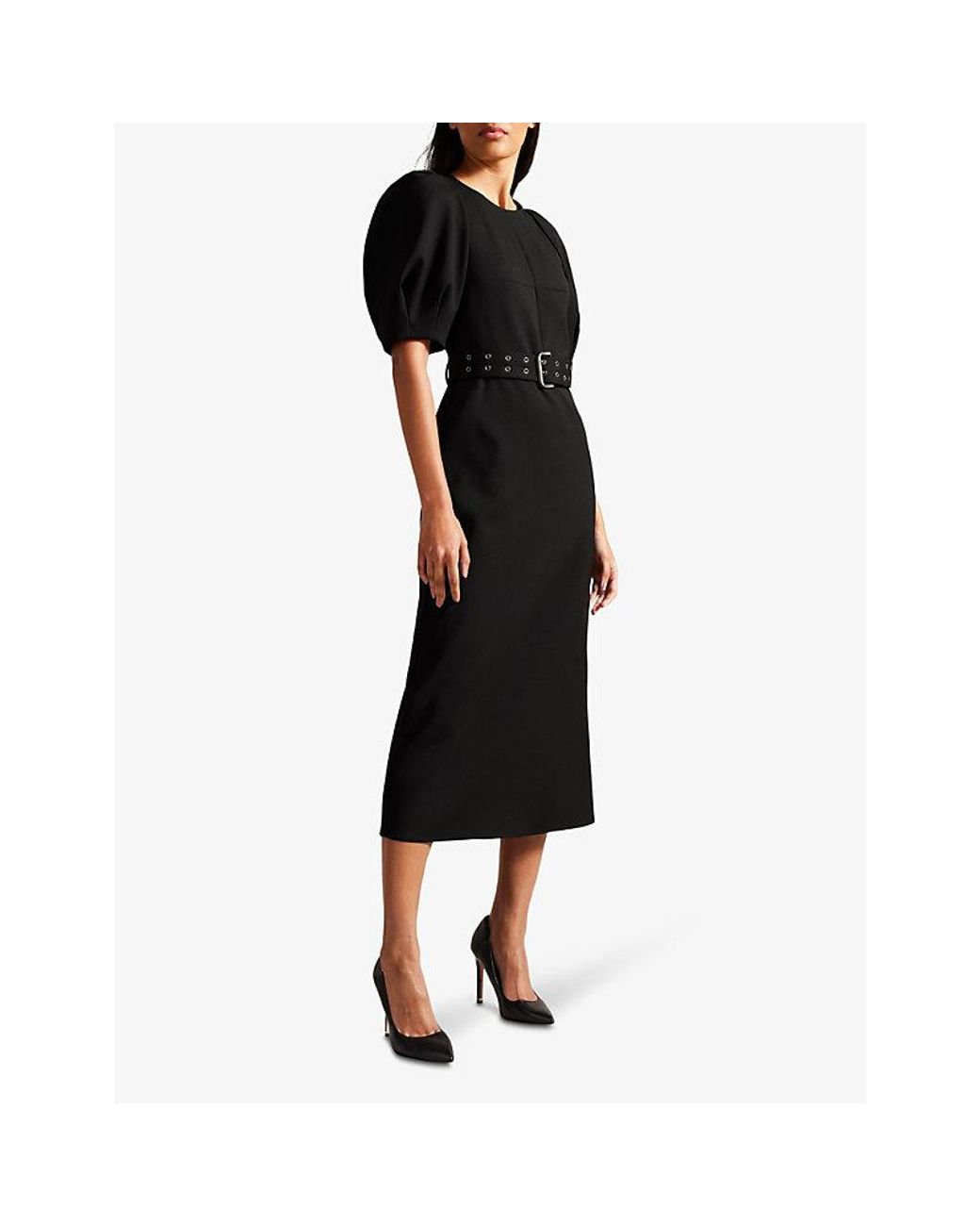 Ted Baker Gabyela Puffed-sleeve Stretch-woven Midi Dress in