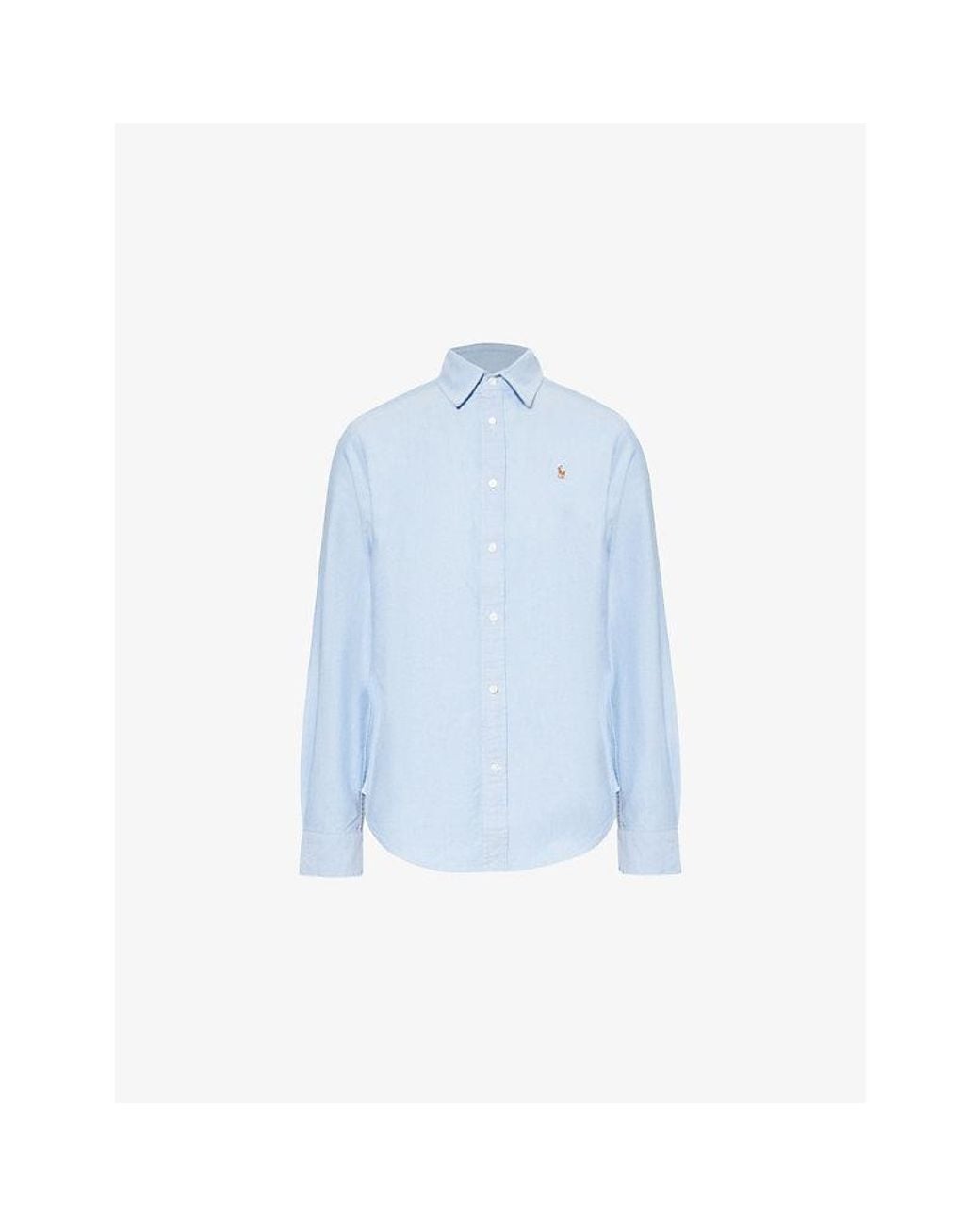 Polo Ralph Lauren Blue Oxford Slim-Fit Basket-Weave Cotton Shirt