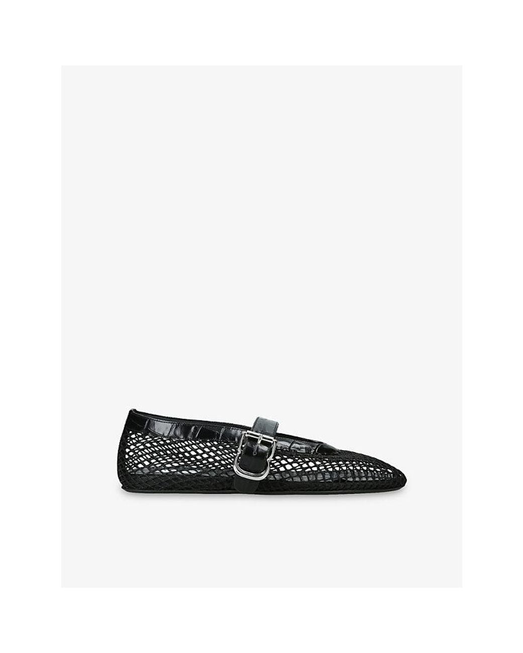 Alaïa Black La Ballerine Croc-Effect Mesh Ballet Flats